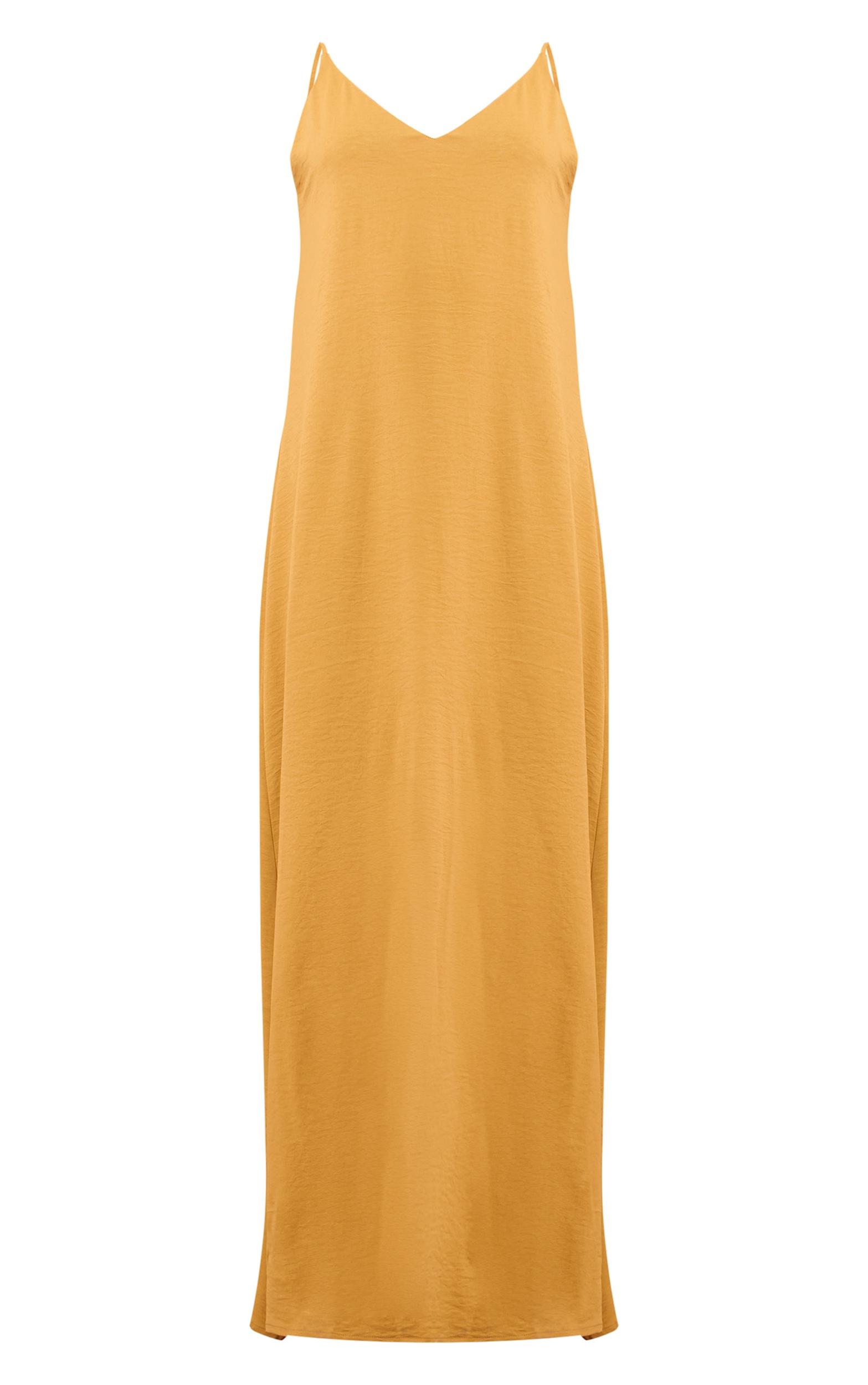 Deep Mustard Floaty Woven Low Back Maxi Dress Product Image