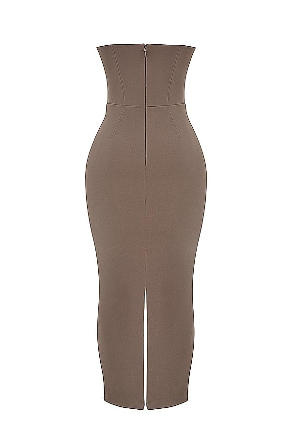 Lucia  taupe strapless corset maxi dress Product Image