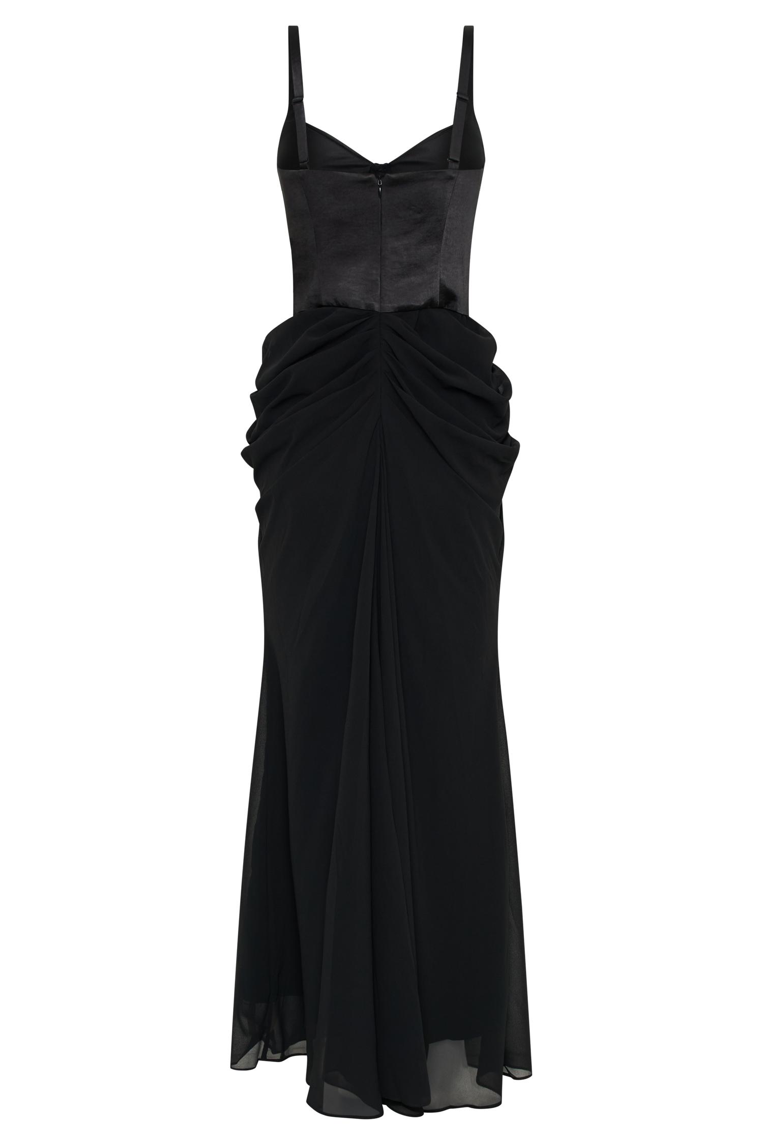 Leila Satin Corset Maxi Dress - Black Product Image