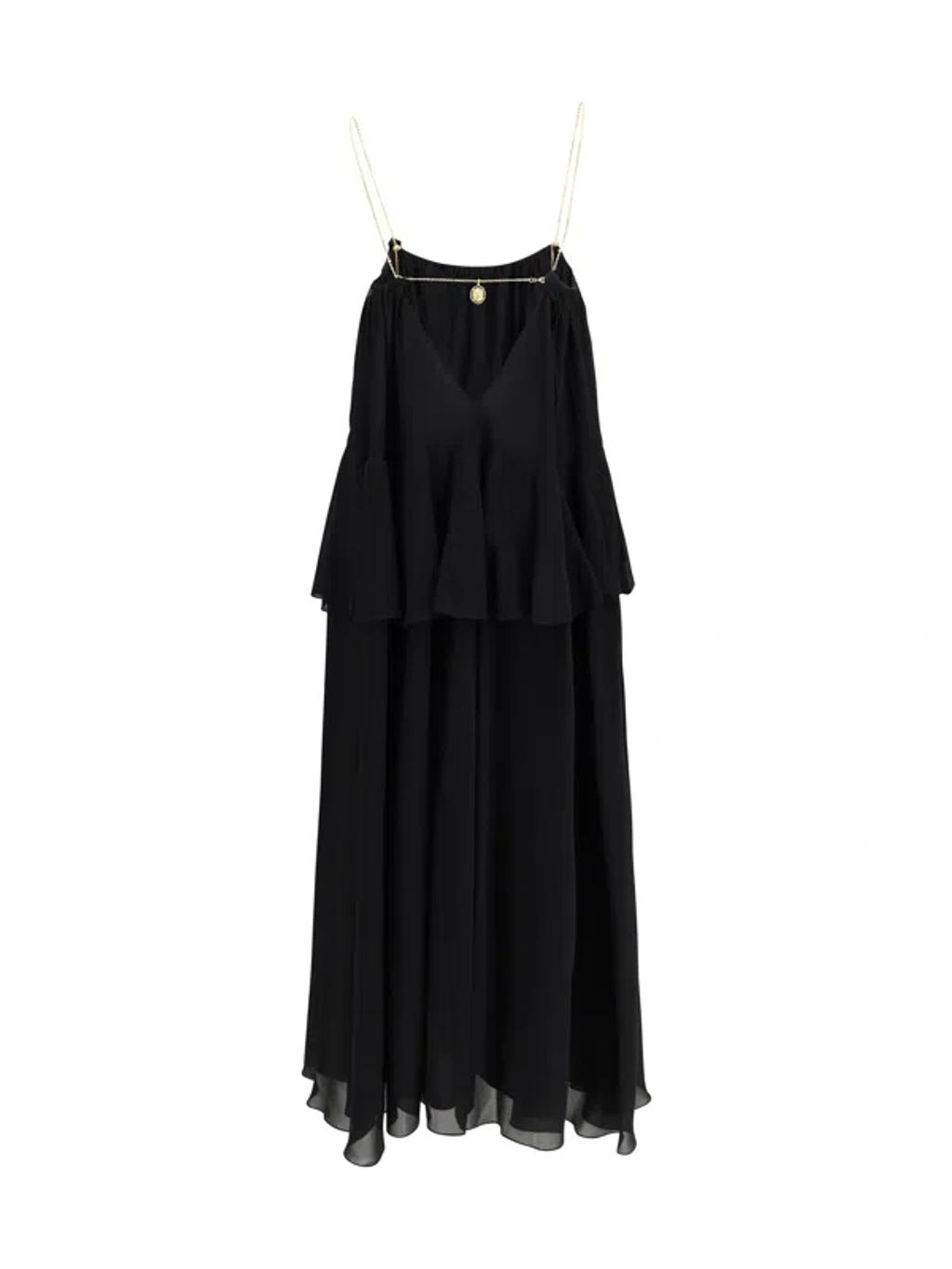 CHLOÉ Open-back Embellished Tiered Silk-georgette Maxi Dress In Black Product Image