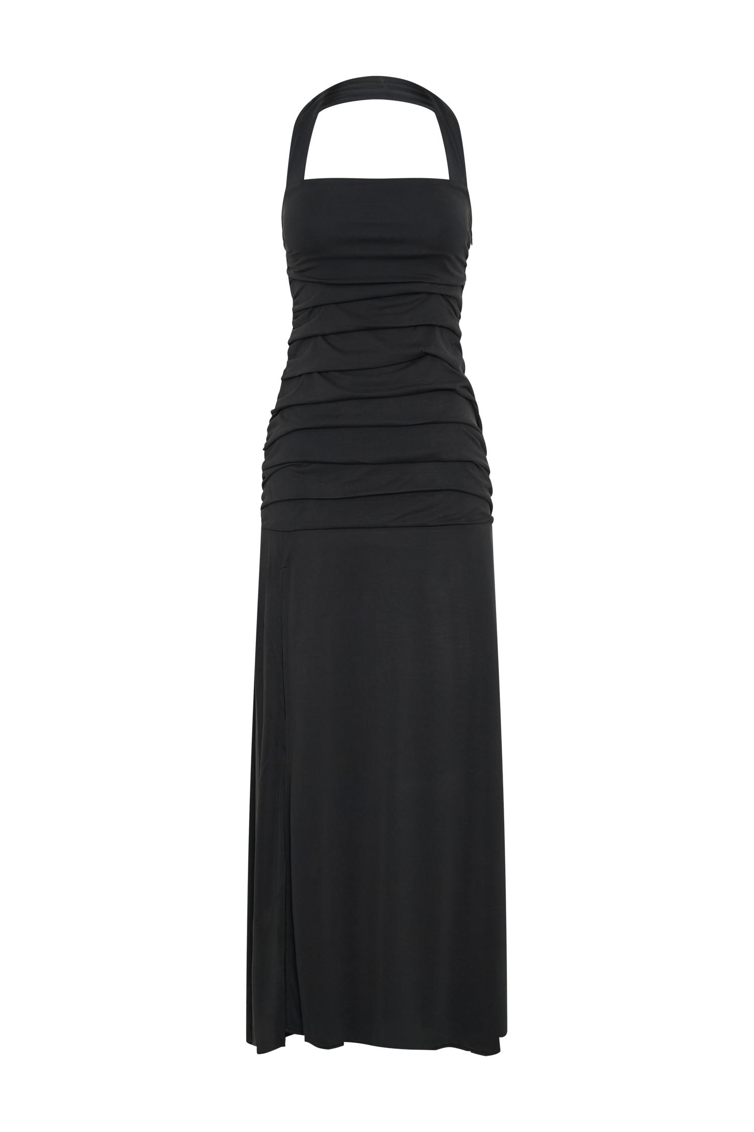 Bentley Peached Jersey Halter Maxi Dress - Black Product Image