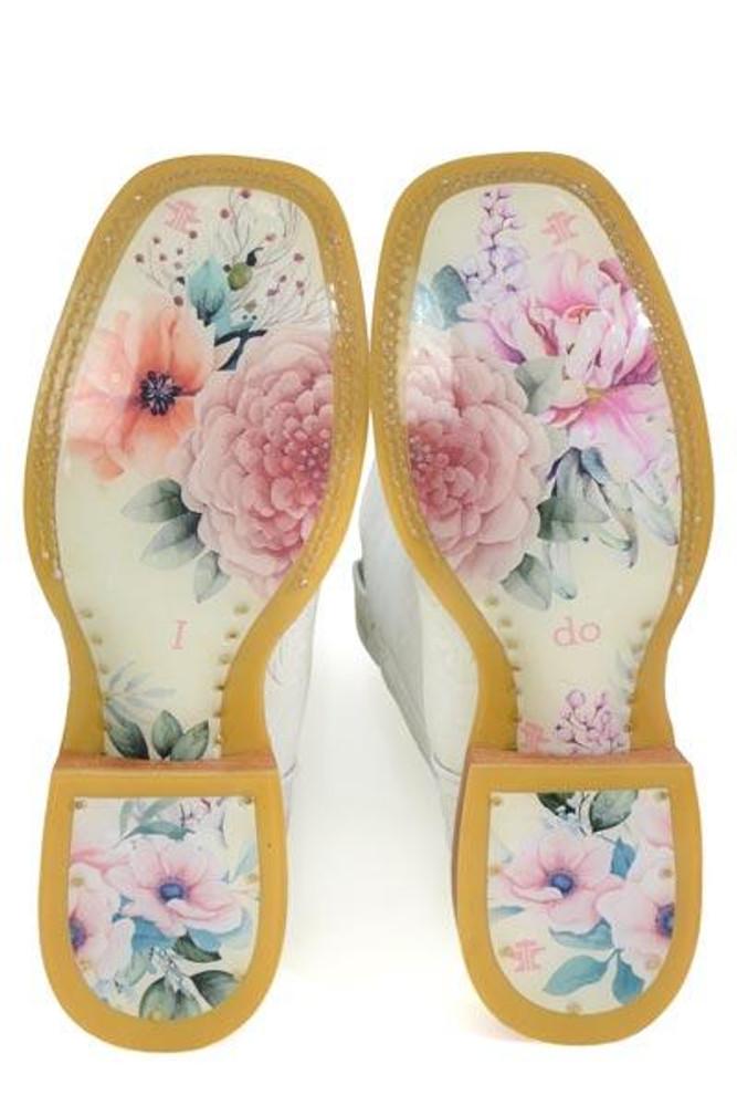 SALE Tin Haul® Ladies' White Wedding/Yes I Do Square Toe Boots Product Image