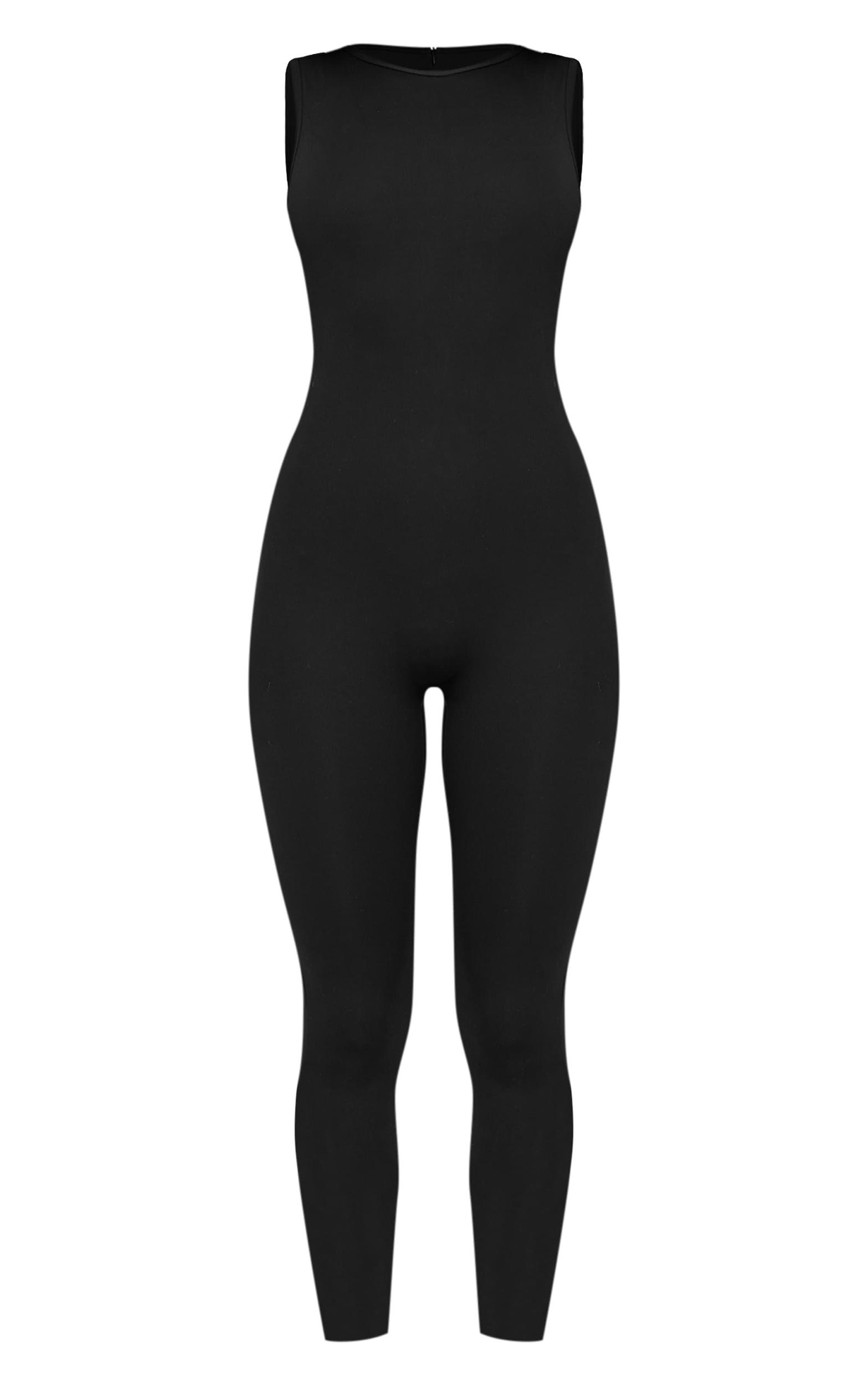 Deep Black Sculpt Sleeveless Racer Back Unitard Product Image