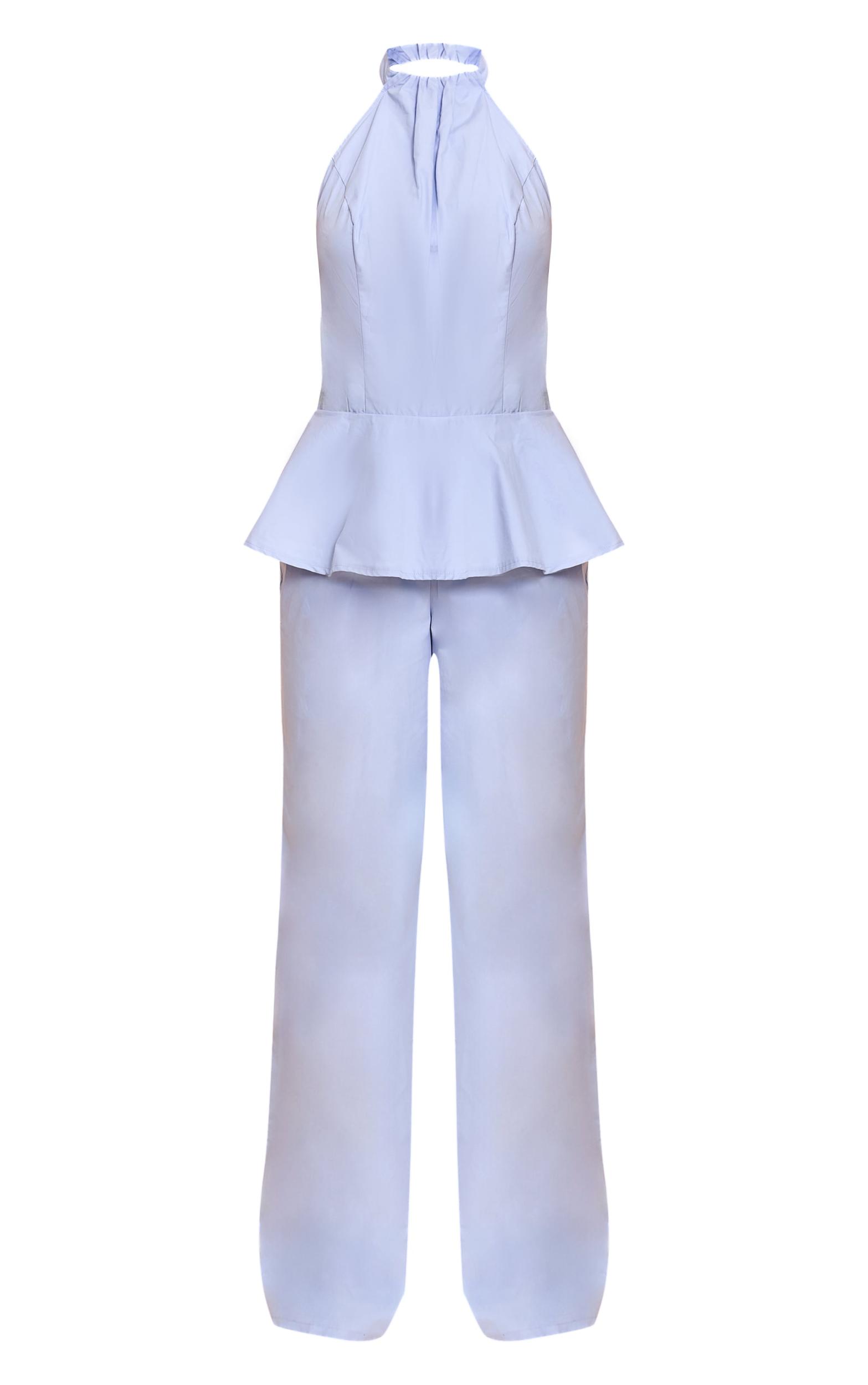 Chocolate Woven Thin Halter Overlay Detail Jumpsuit Product Image