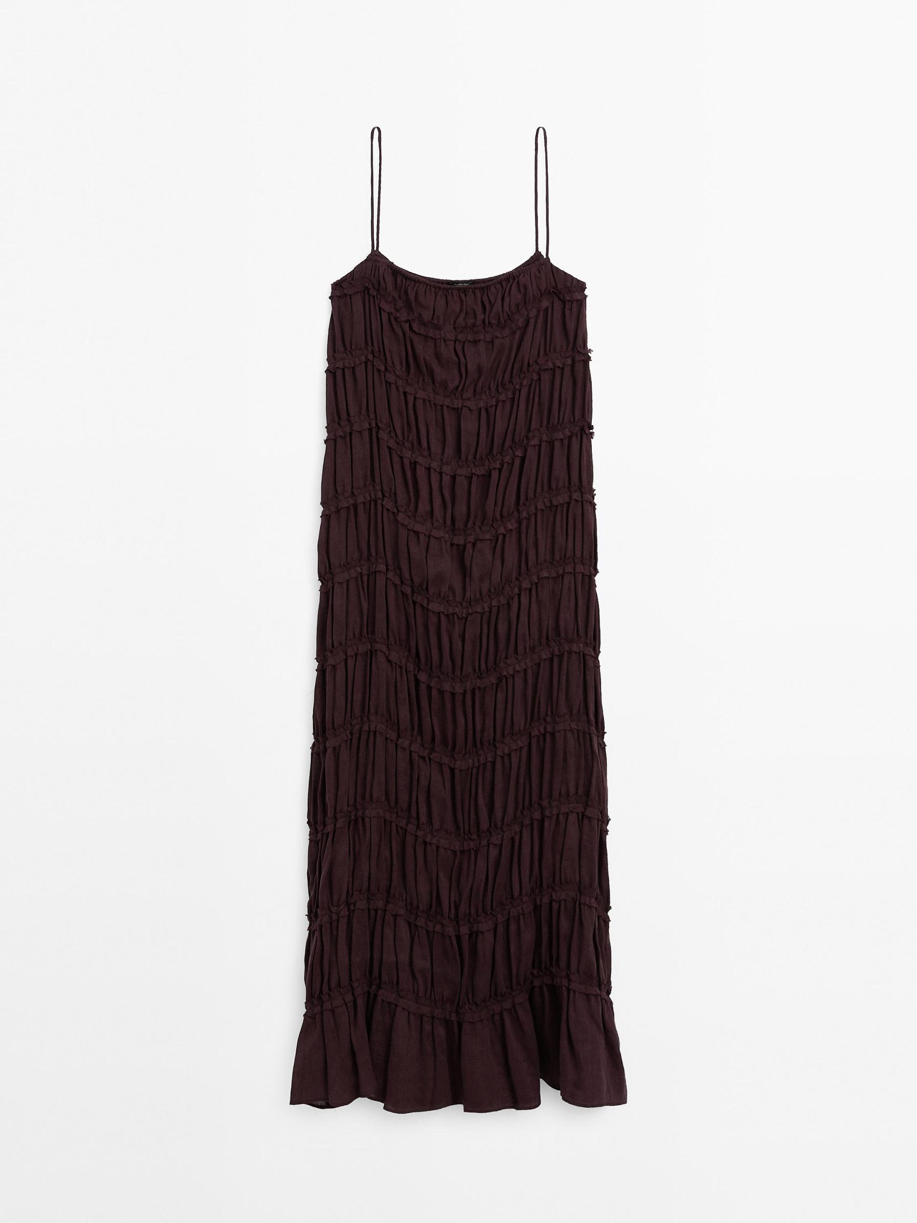 Long flowing linen blend dress Product Image