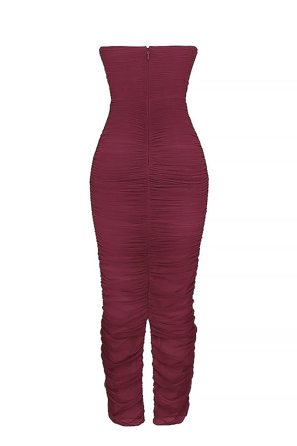 Sapphire  wine gathered maxi dress Product Image