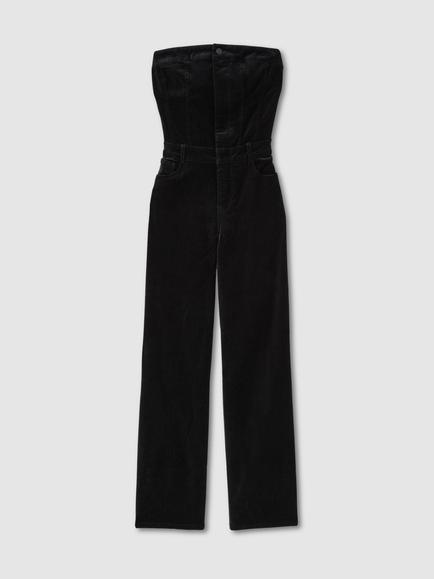 Good American Velvet Strapless Jumpsuit in Black Product Image