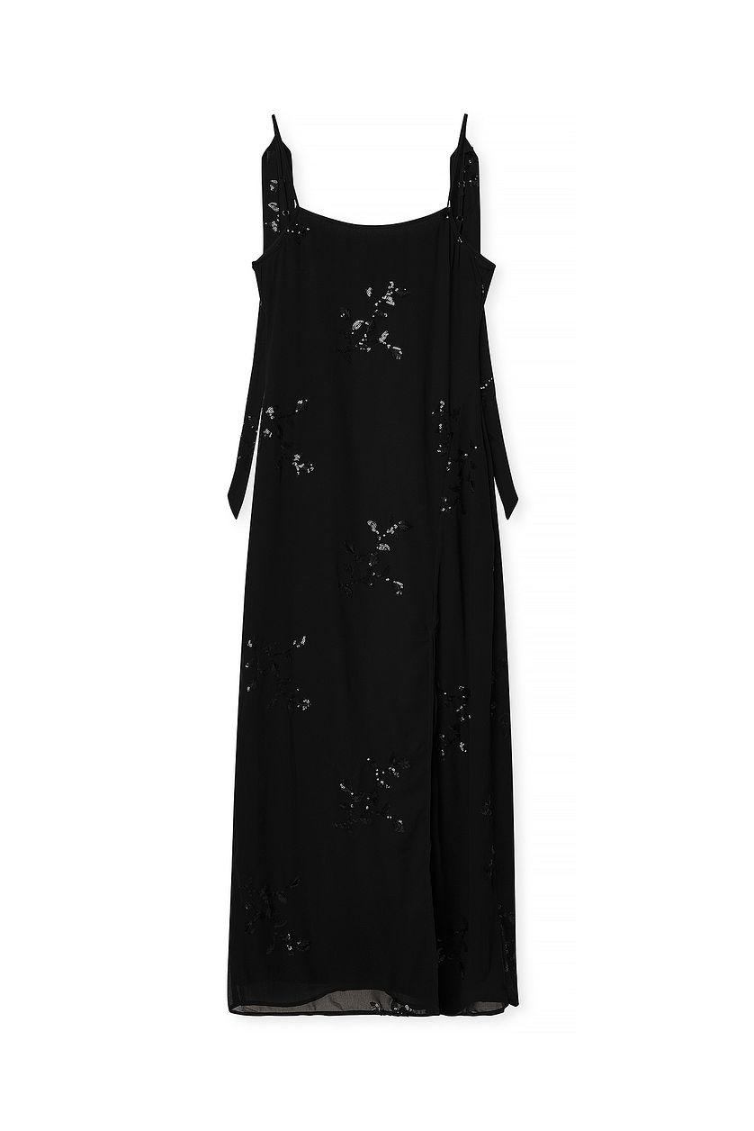Sequin Embroidered Maxi Dress Black Product Image