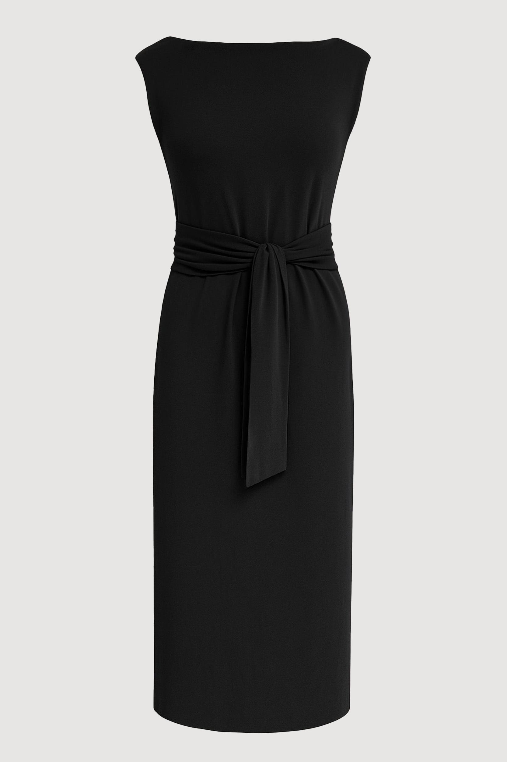 Edina Tie-Front Slit-Neck Dress Product Image