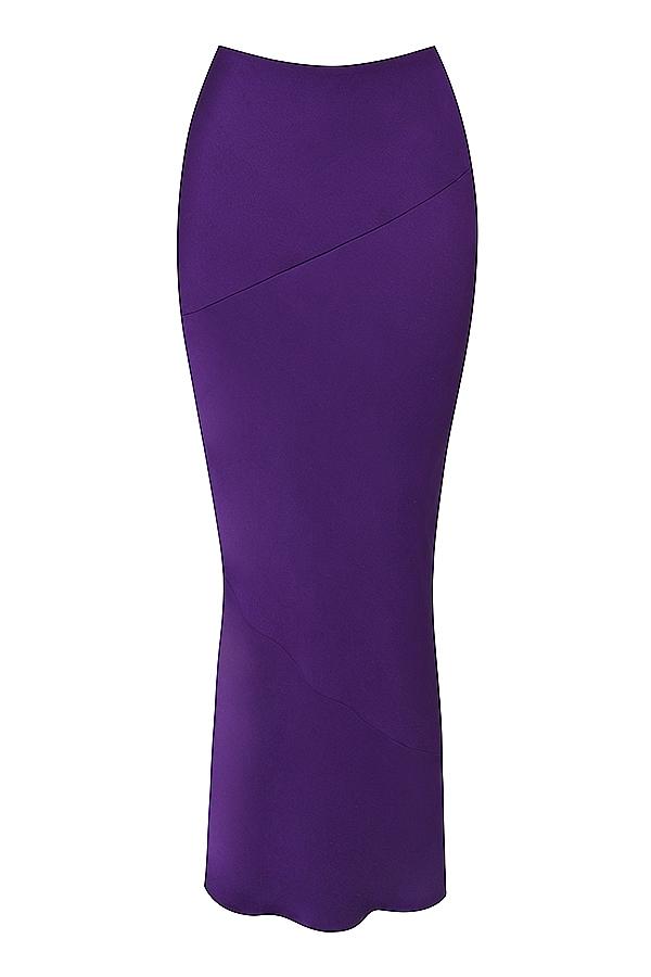 Colette  grape satin low waist midi skirt Product Image