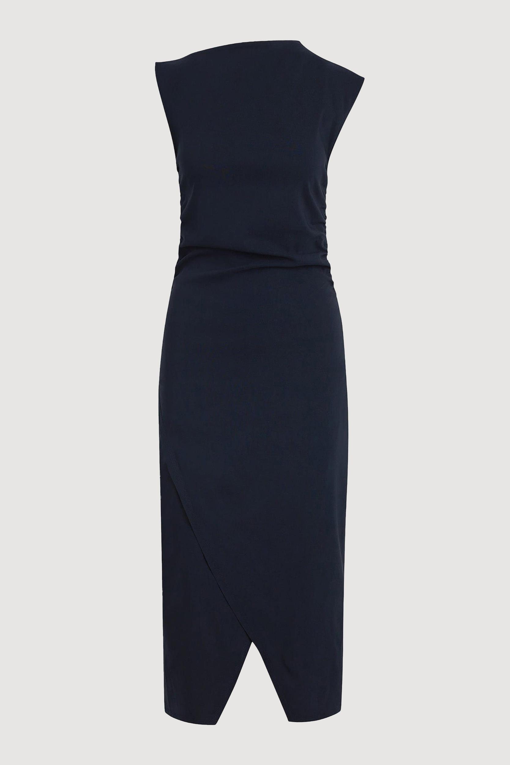 Manon Asymmetric-Neck Ruched Dress (Petite) Product Image