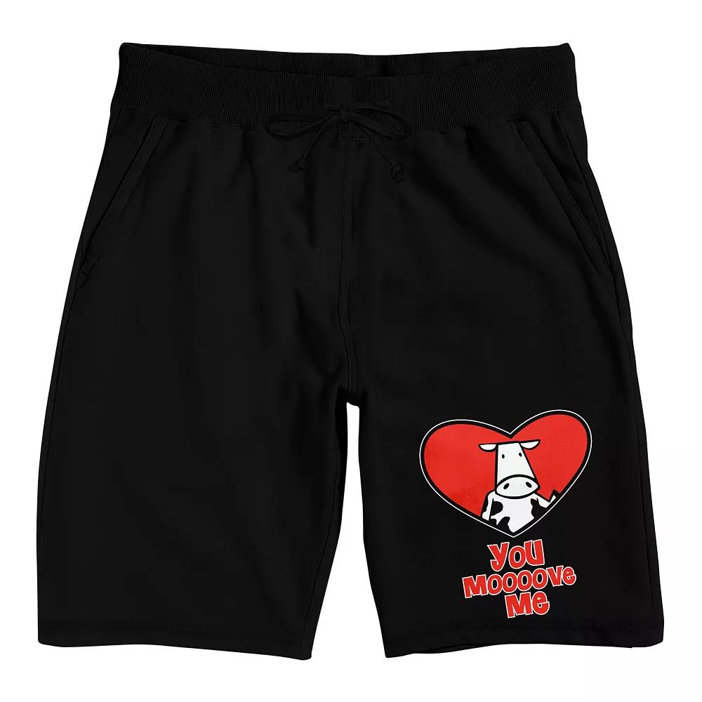 Men's Valentines Cow Heart Pajama Shorts,  Product Image