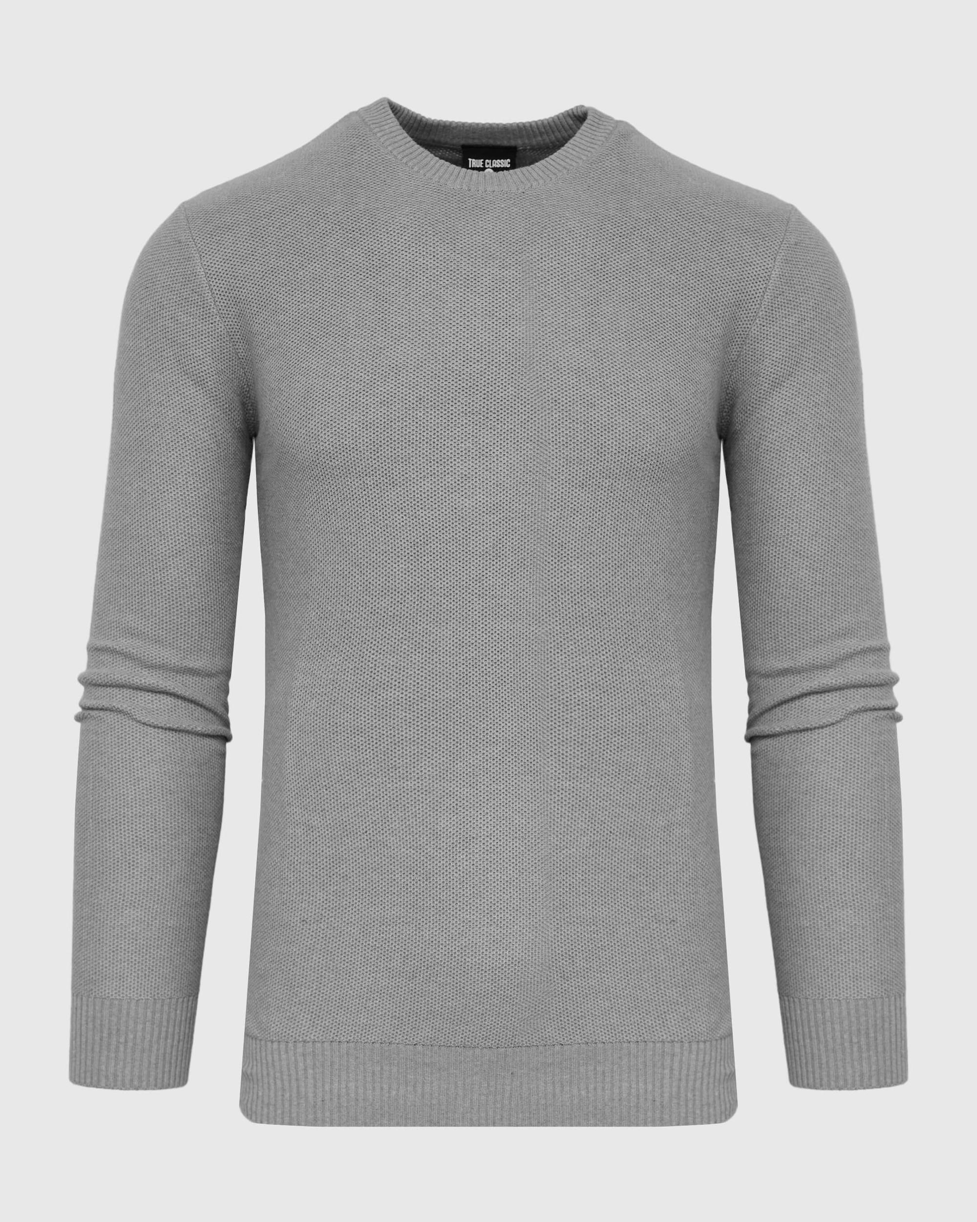 Heather Gray Pique Crew Sweater Product Image