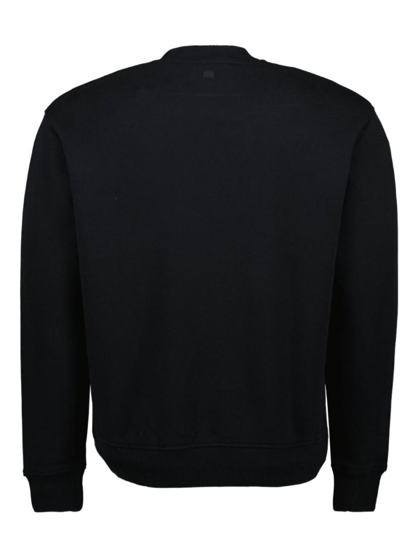 AMI ALEXANDRE MATTIUSSI Ami Classic Black Sweater With Round Neckline And Emblem Detail Product Image