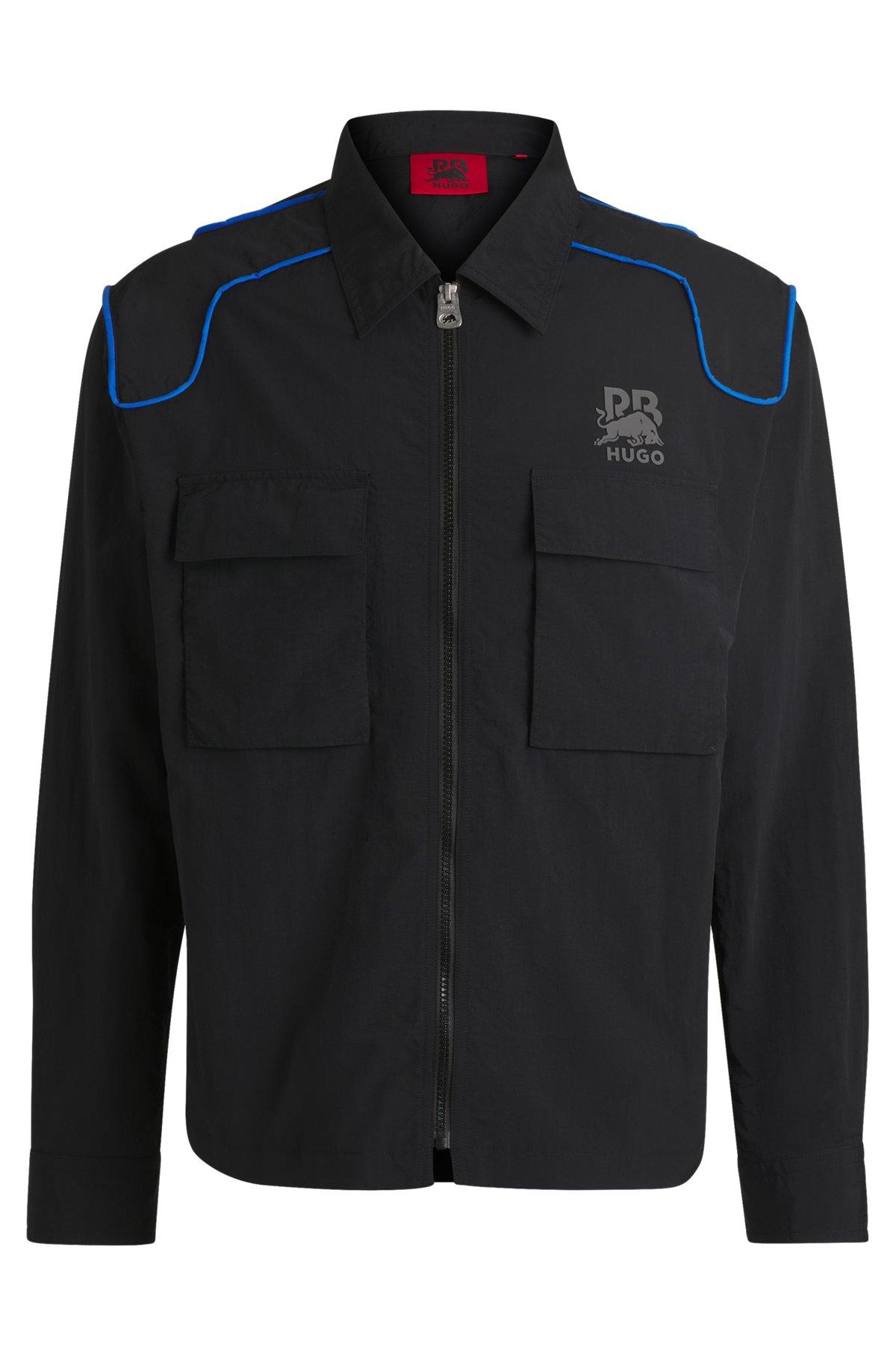 HUGO x RB oversize-fit overshirt with carbon stealth logo Product Image