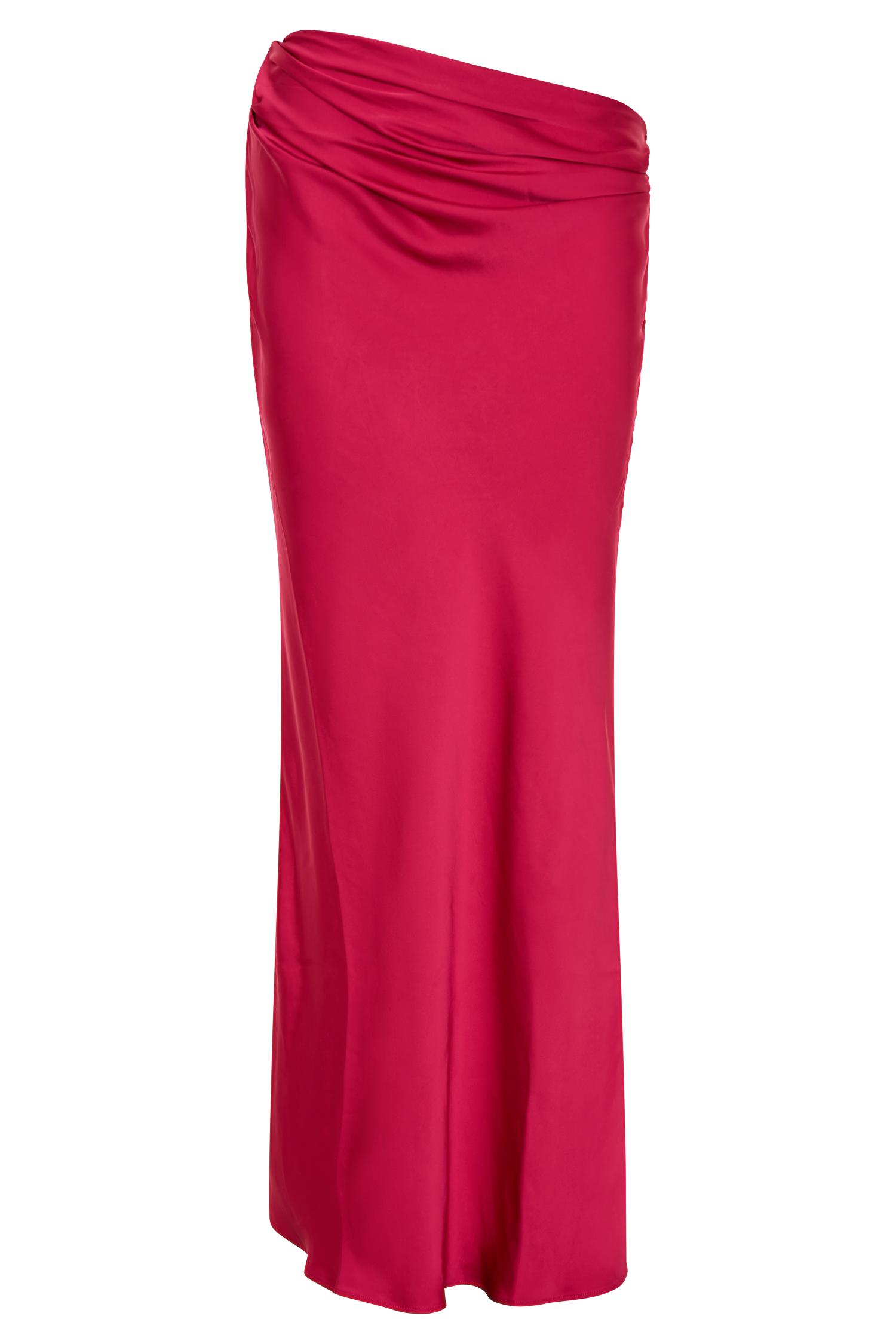 Nicola Satin Asymmetric Maxi Skirt - Pink Cherry Product Image