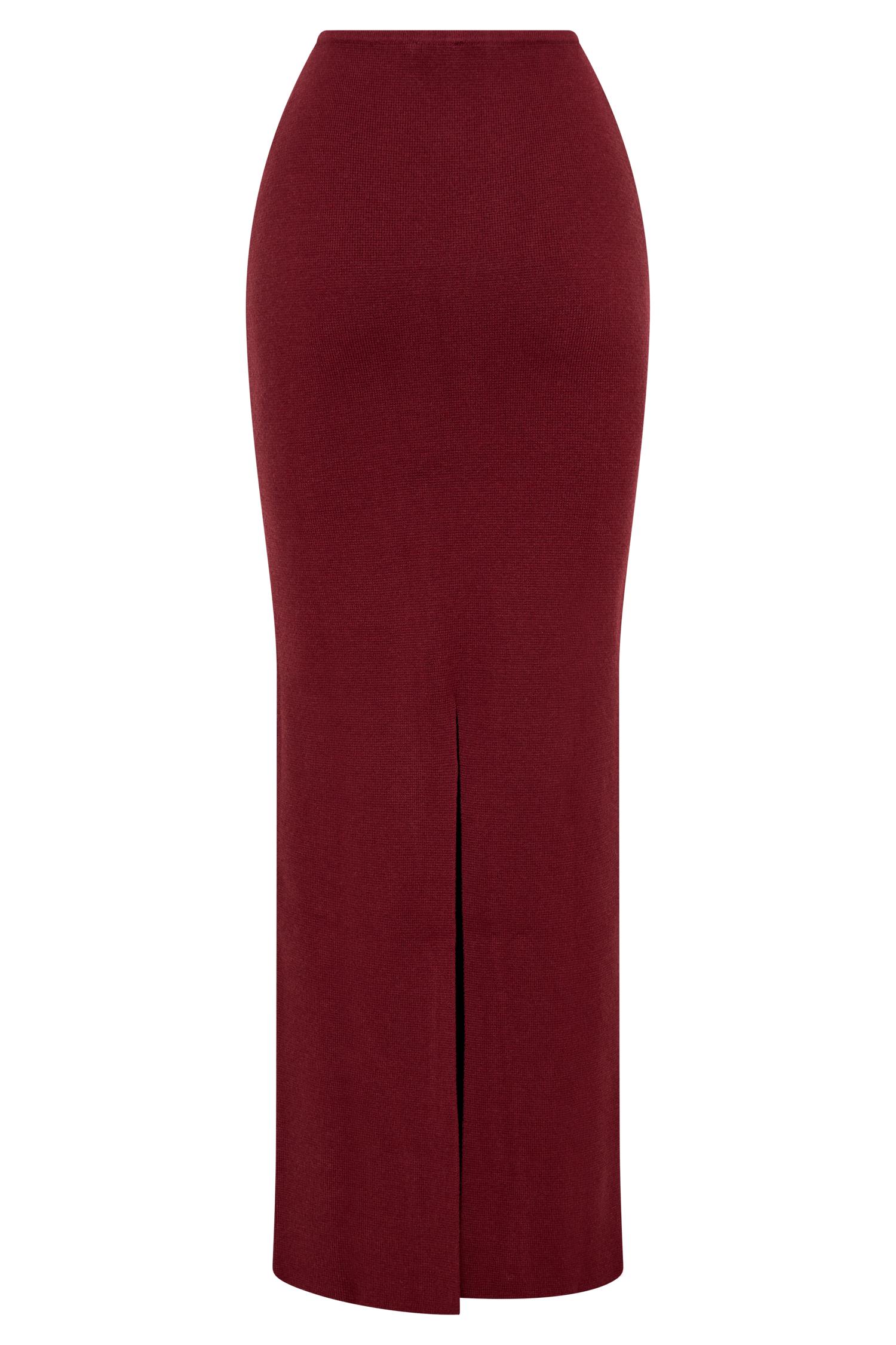 Kyle Knit Maxi Skirt - Cherry Red Product Image