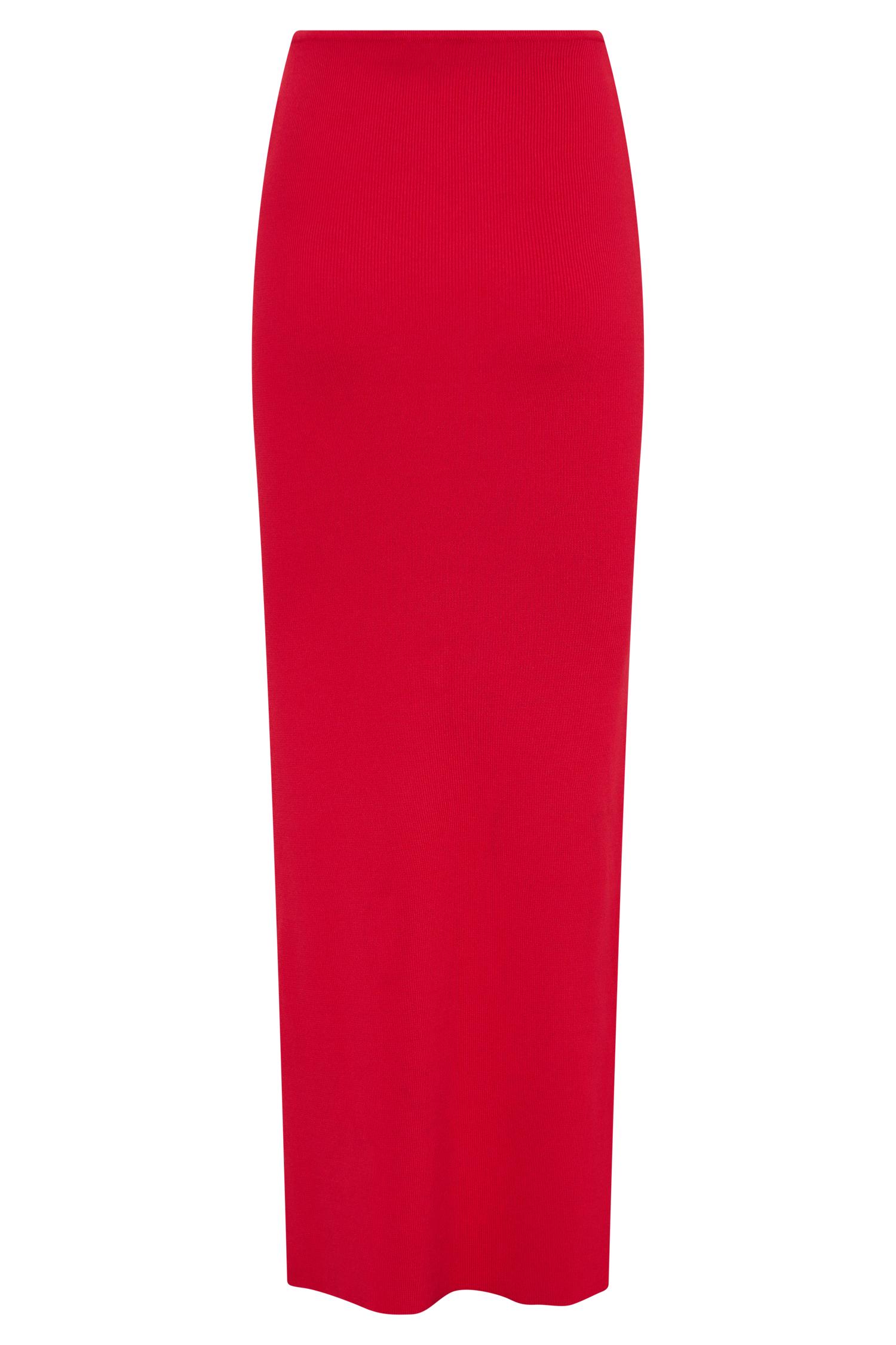 Keaton Fishtail Knit Maxi Skirt - Red Product Image