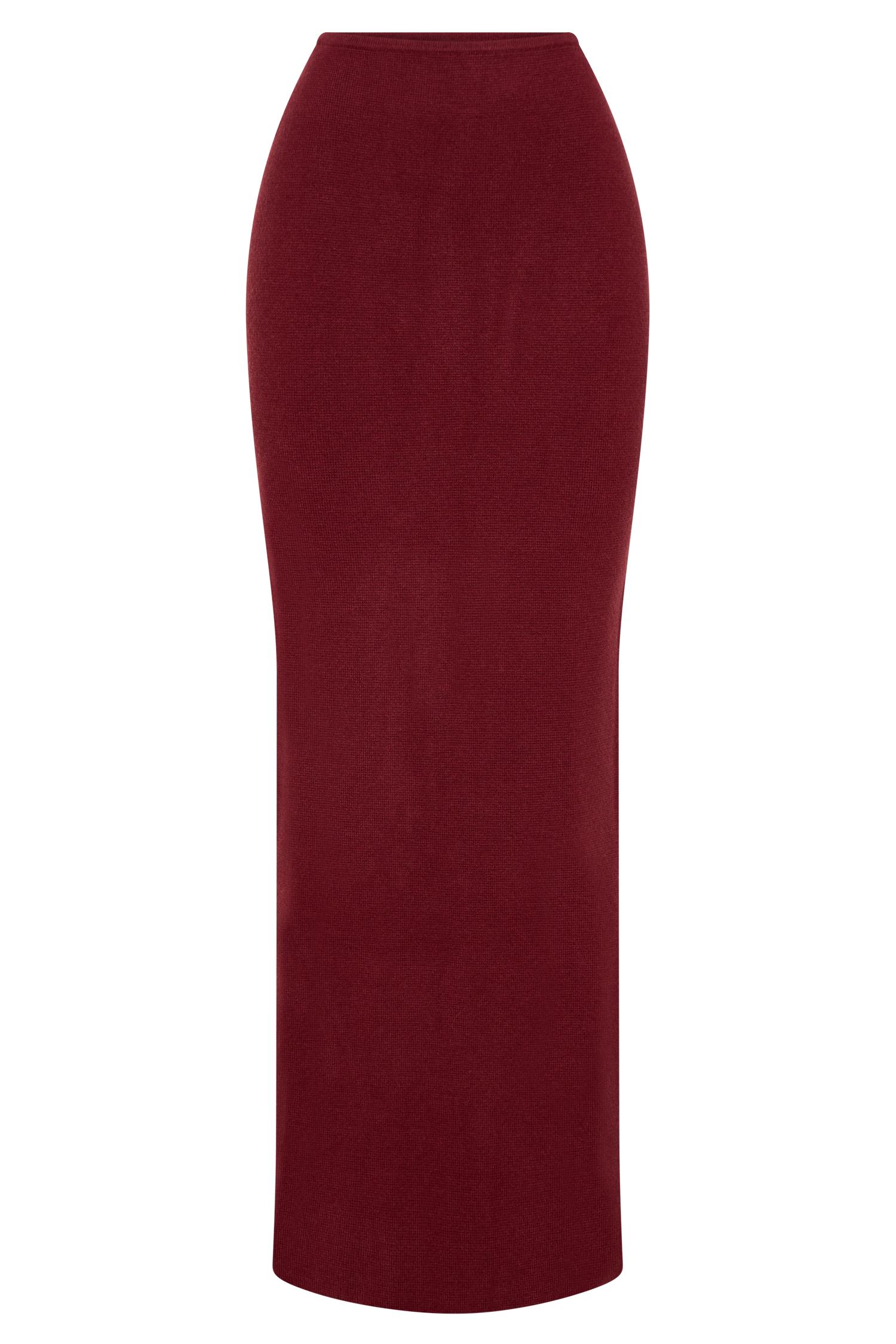 Kyle Knit Maxi Skirt - Cherry Red Product Image