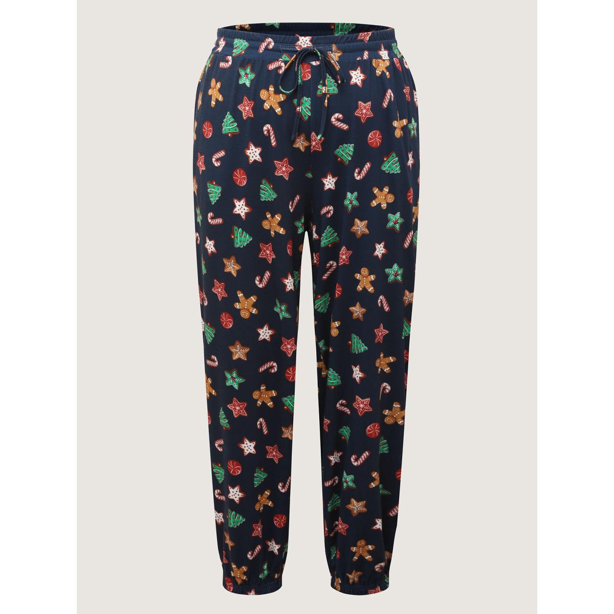 Plus Size Colorful Holiday Print Pants Women Multicolor Playful Loose Mid Rise Casual Pants BloomChic 18-20/2X Product Image