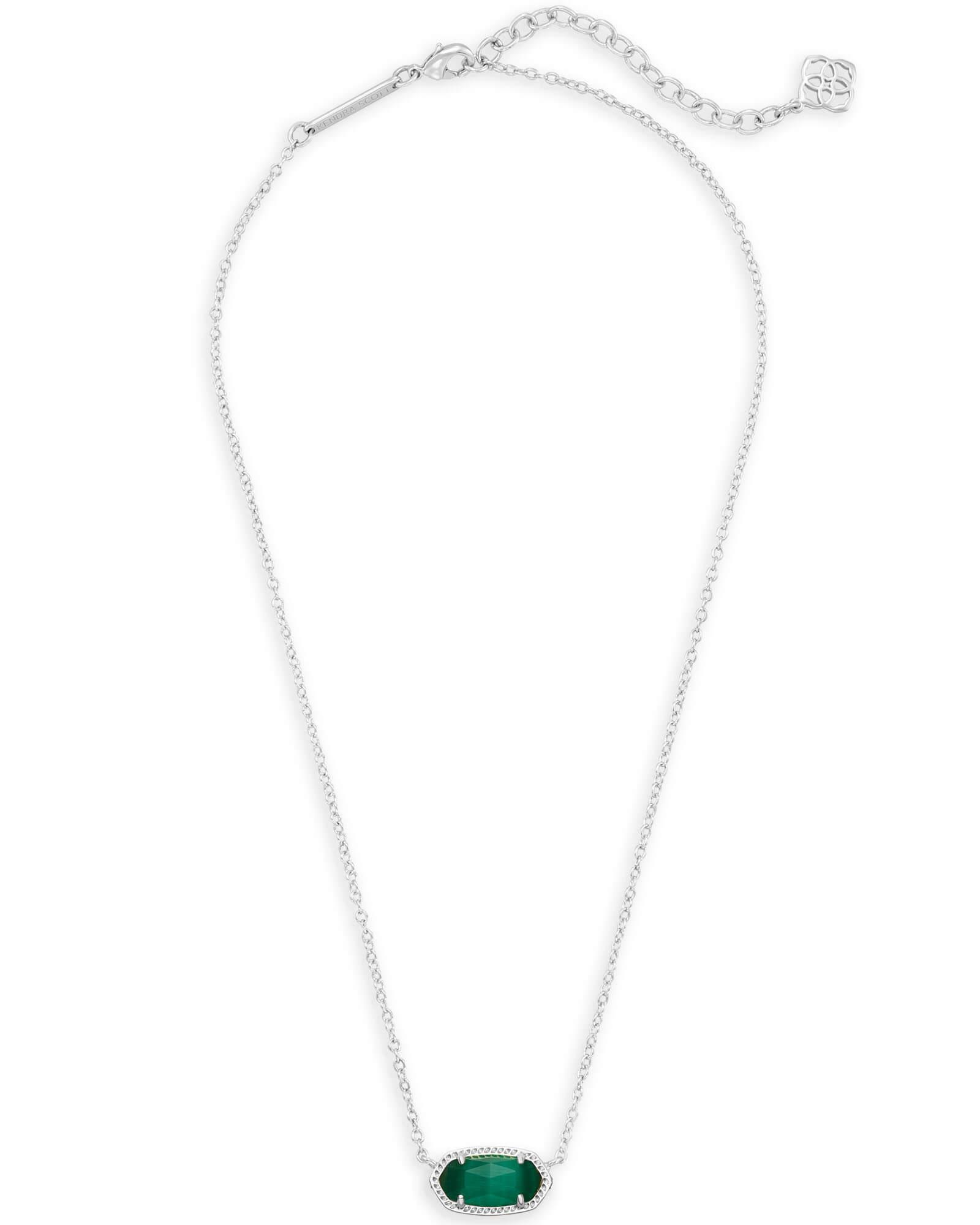 Elisa Silver Pendant Necklace in Emerald Cat’s Eye Product Image