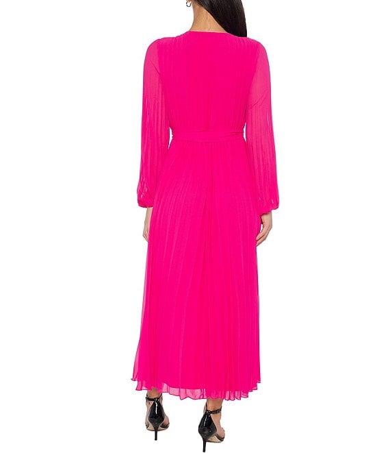 Marina Long Sleeve Pleated Chiffon Maxi Dress Product Image