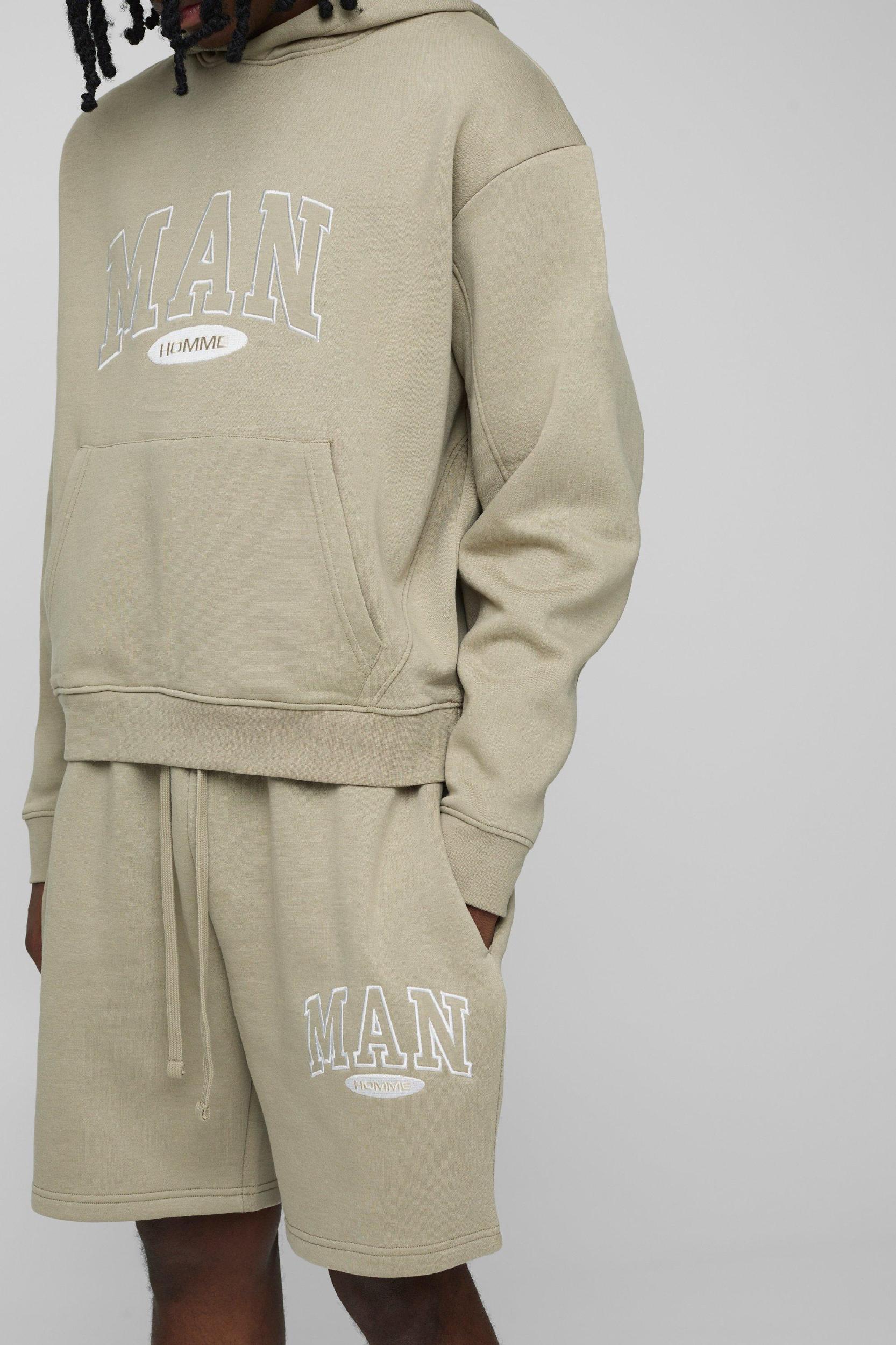 Oversized Boxy Man Hooded Short Tracksuit | boohooMAN USA Product Image