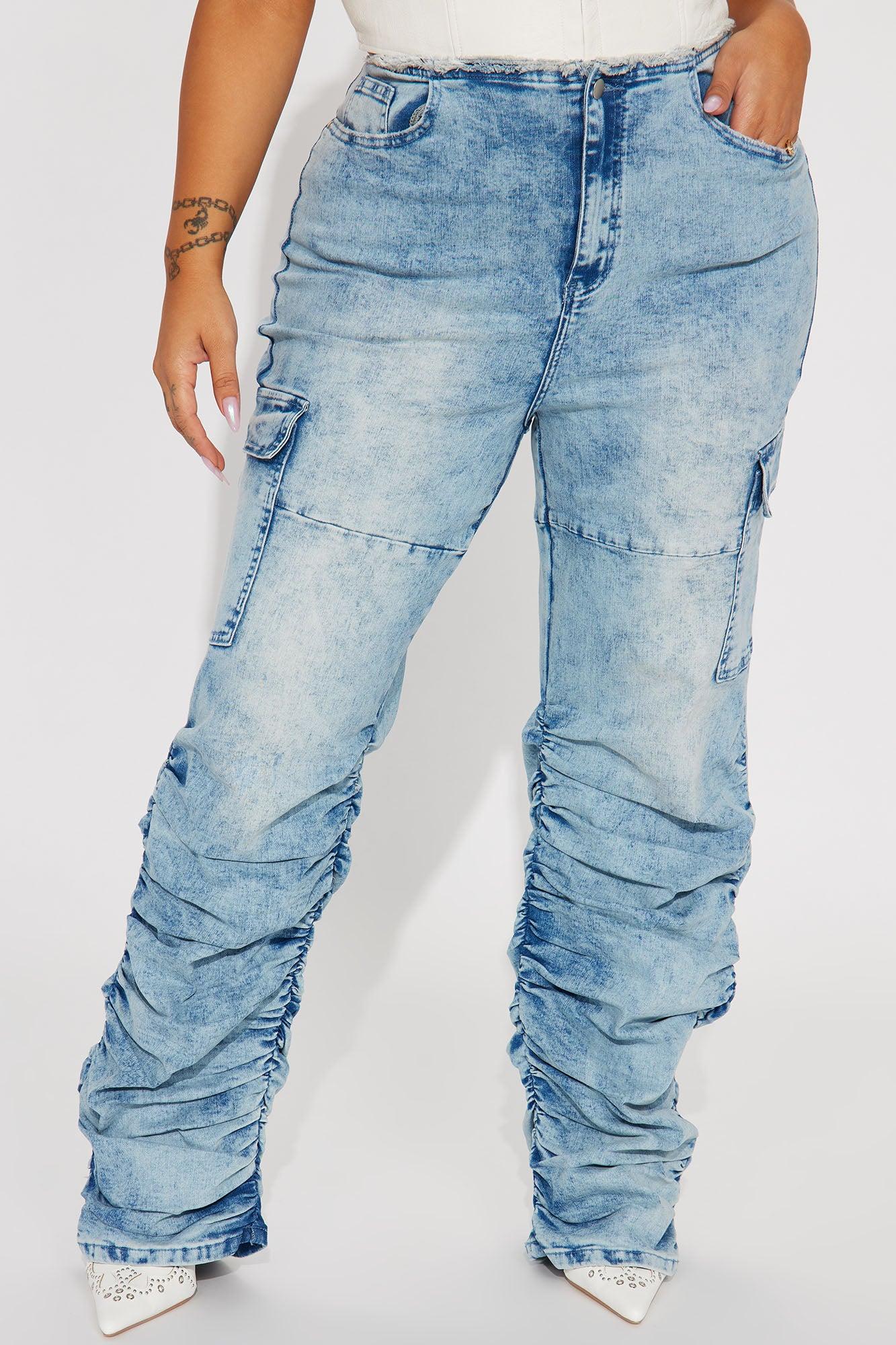 Nobody Else Stretch Stacked Cargo Jean - Medium Wash Product Image