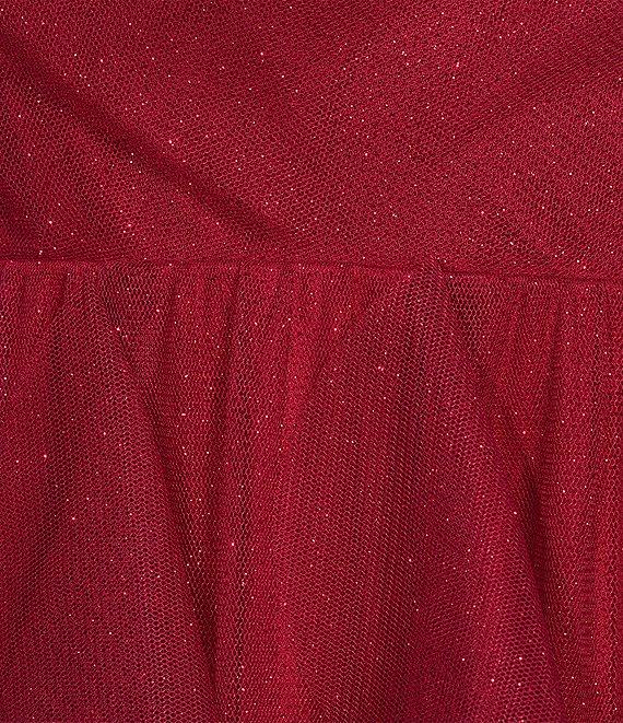 Pear Culture Sleeveless Corkscrew Glitter Solid Mesh Dress Product Image