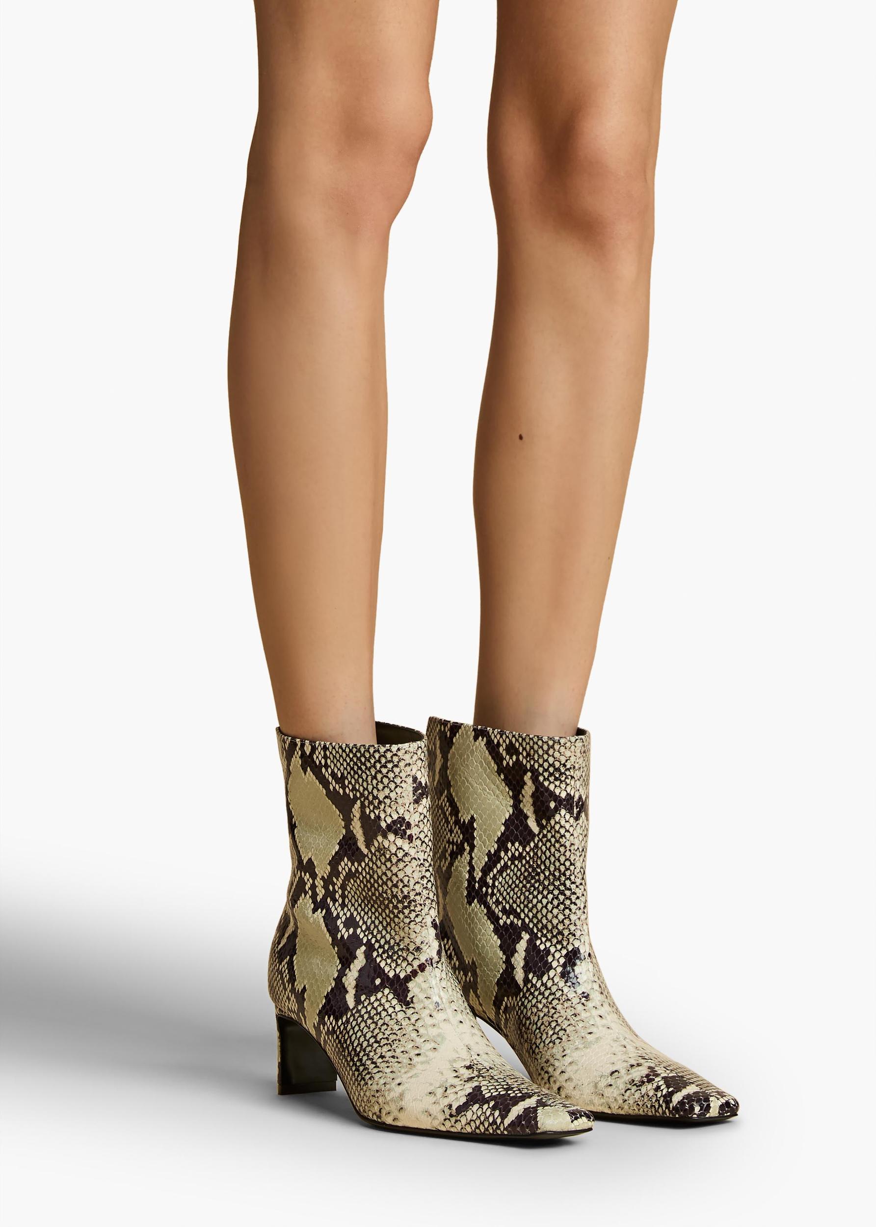 Ona Ankle Boot in Natural Python-Embossed Leather Product Image