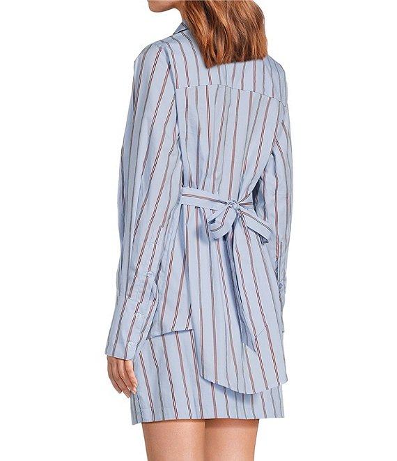 Line and Dot Getty Stripe Print Point Collar Long Sleeve Coordinating Poplin Top Product Image