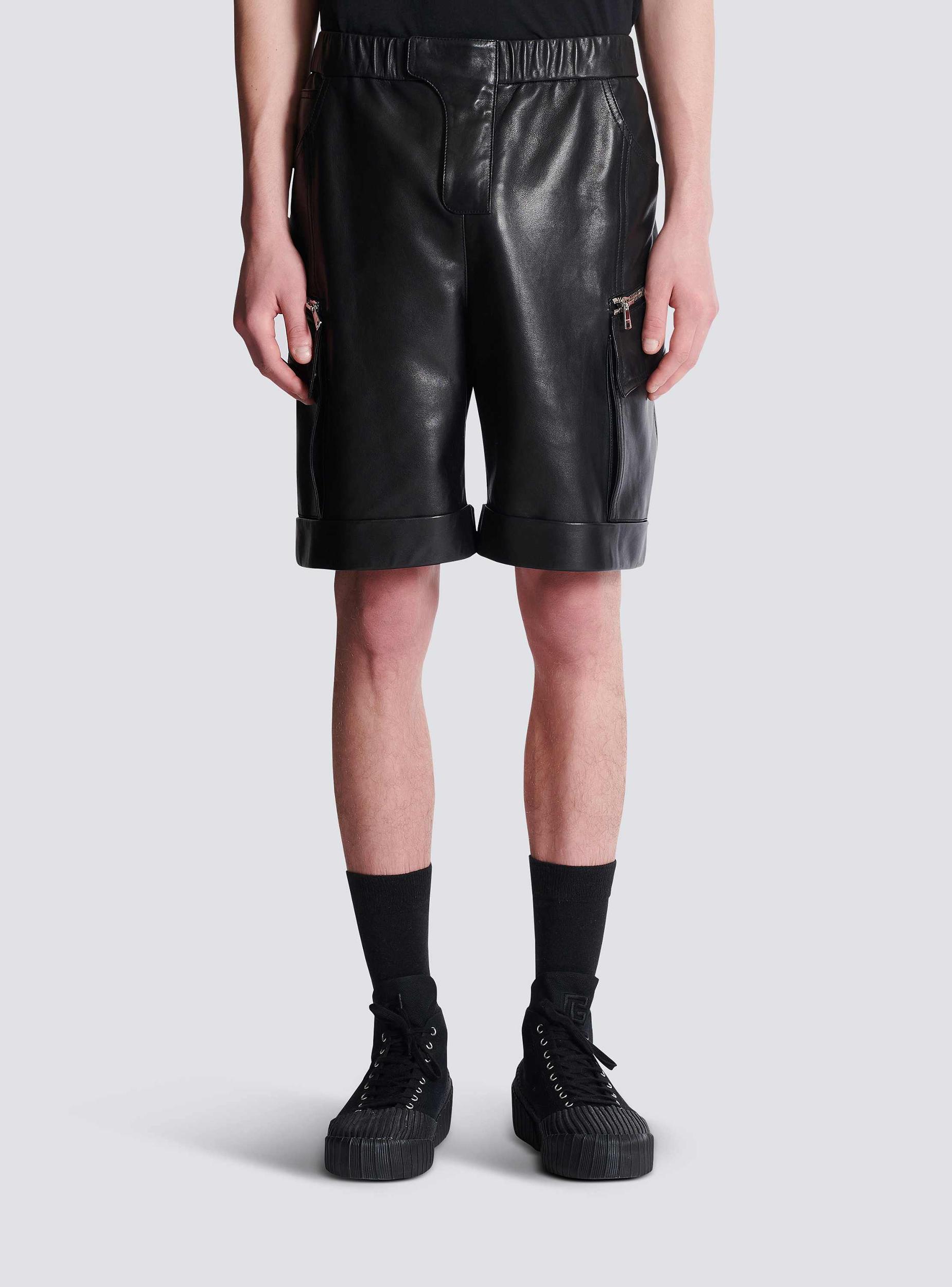Leather cargo Bermuda shorts Product Image