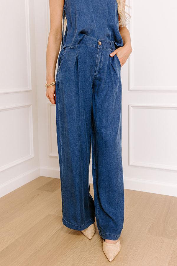Cool Energy High Waist Chambray Wide Leg Pants Product Image