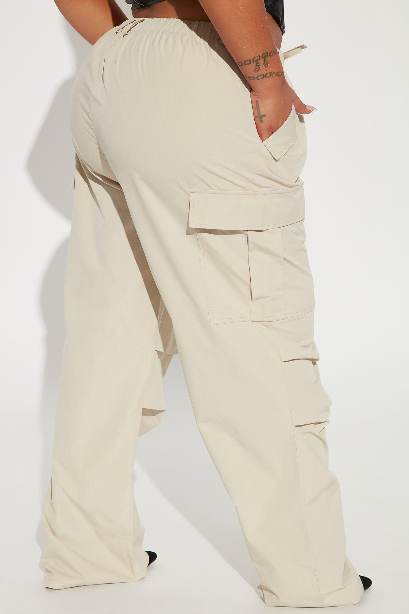 Bad Habits Slouchy Cargo Parachute Jogger - Taupe Product Image