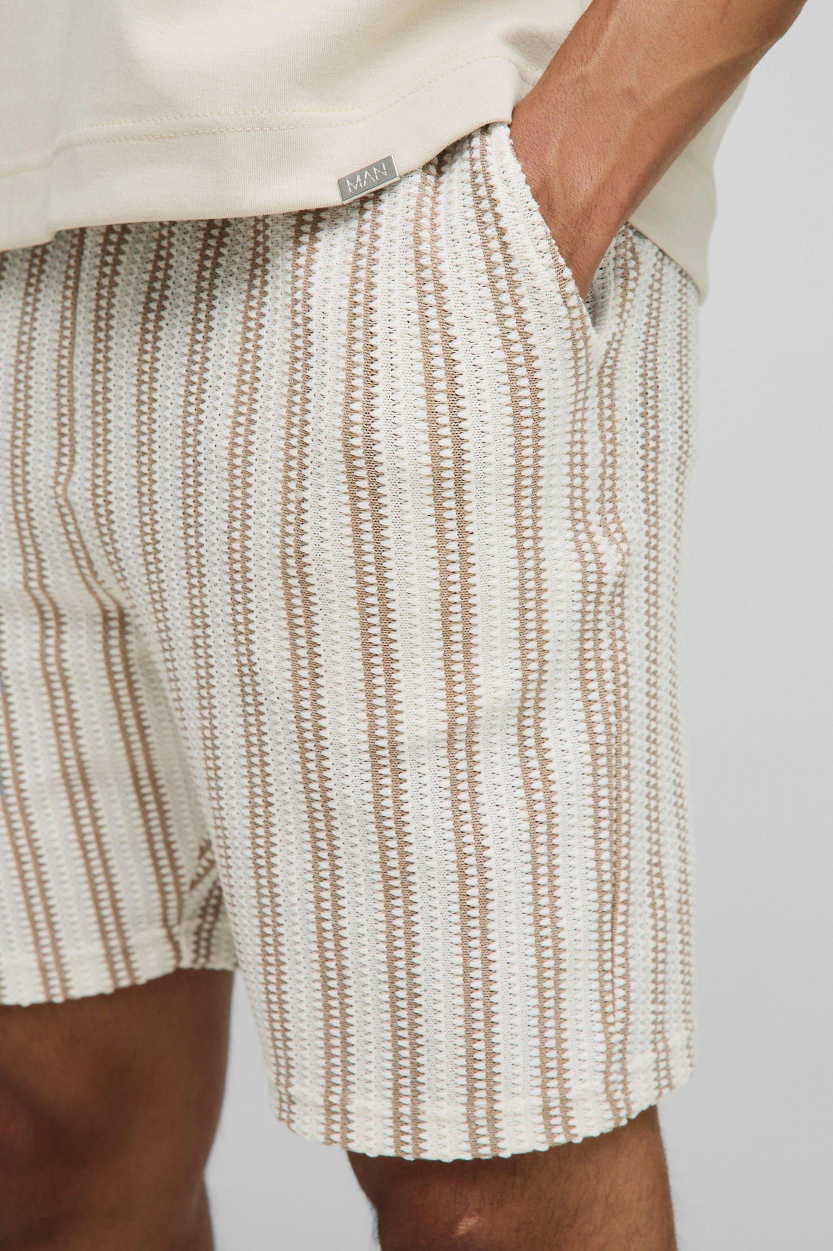 Elasticated Waist Slim Fit Crochet Shorts | boohooMAN USA Product Image