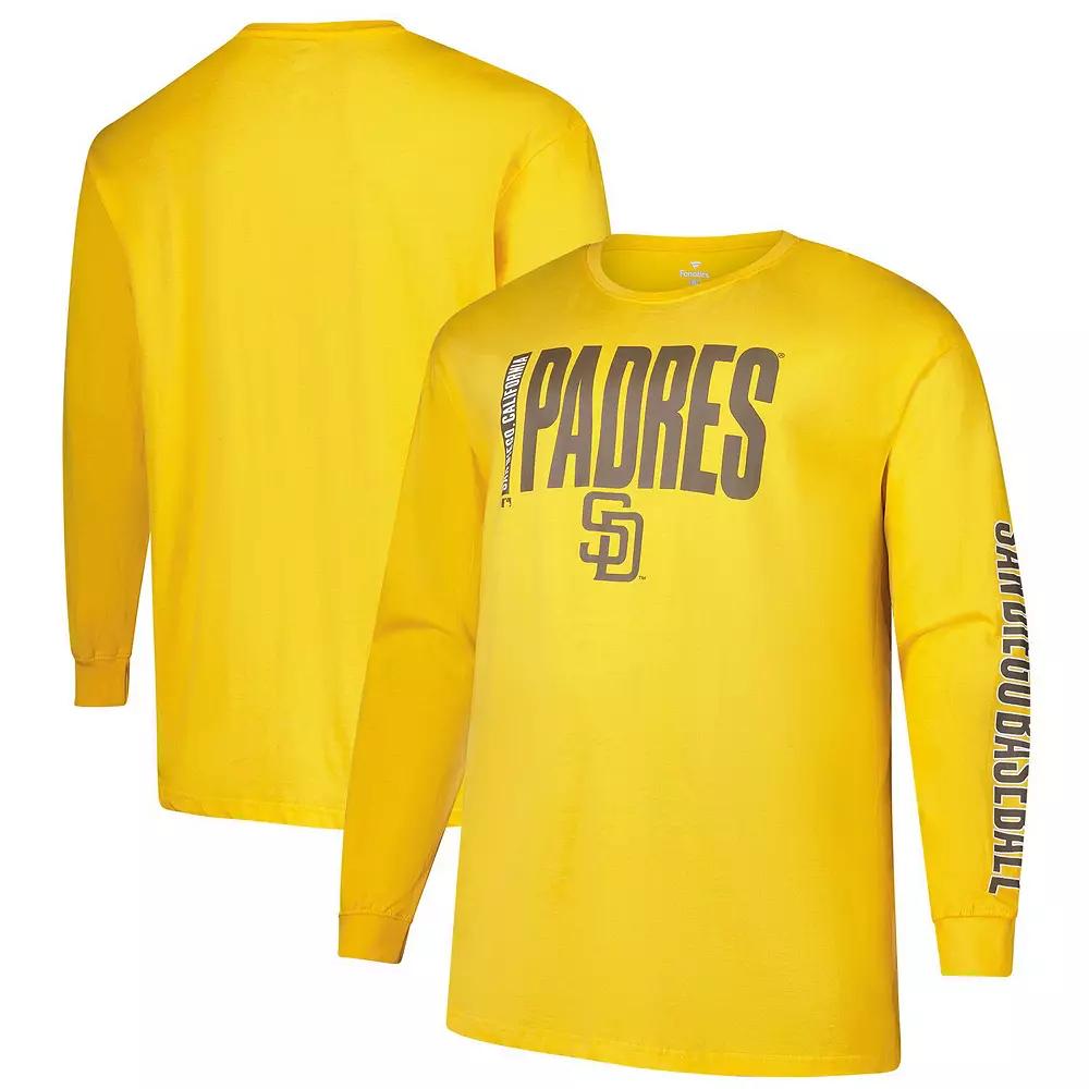Men's Profile Gold San Diego Padres Big & Tall Two-Hit Long Sleeve T-Shirt,  Product Image