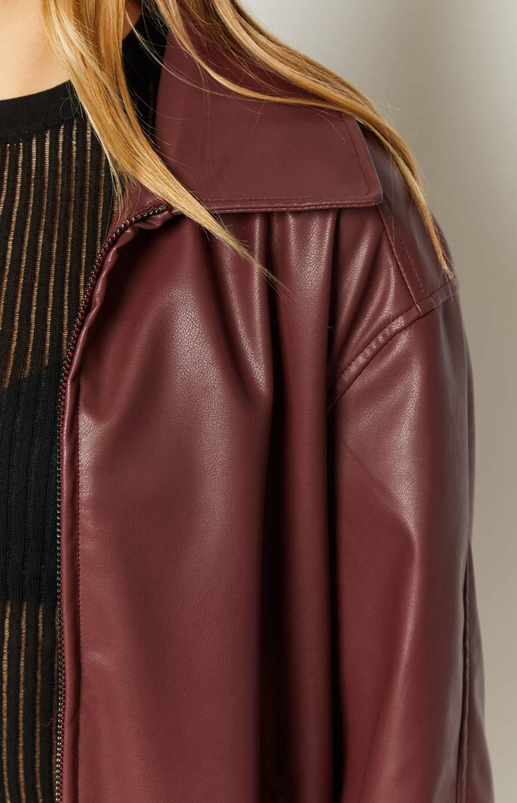 Abbi PU Red Bomber Jacket Girls Product Image