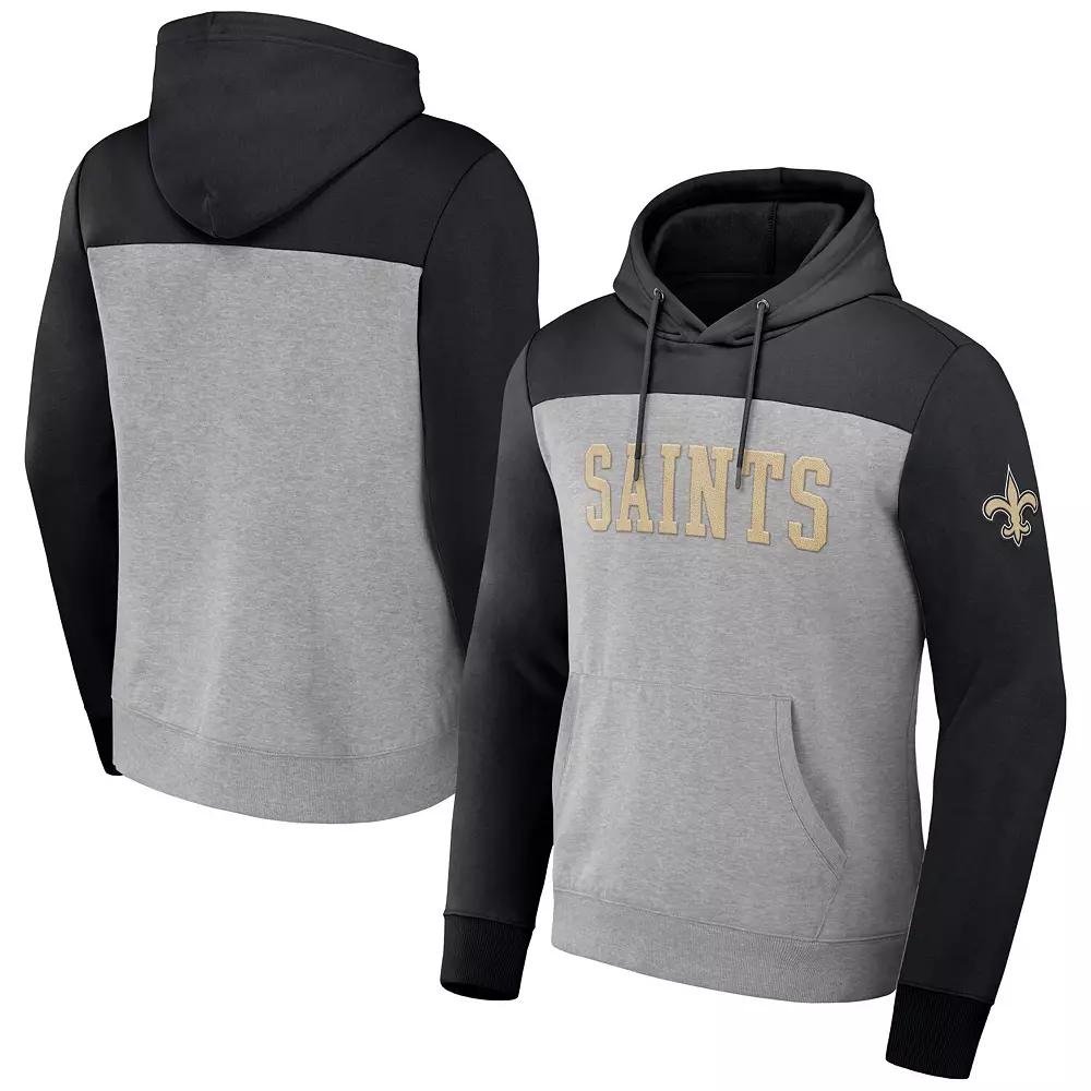 Men's NFL x Darius Rucker Collection by Fanatics Heather Gray New Orleans Saints Color Blocked Pullover Hoodie, Size: 2XL, Grey Product Image
