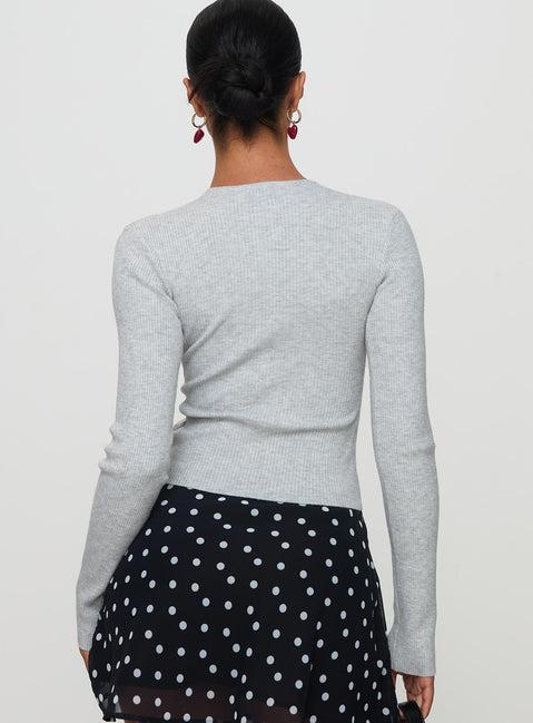 Suzu Long Sleeve Knit Top Grey Product Image