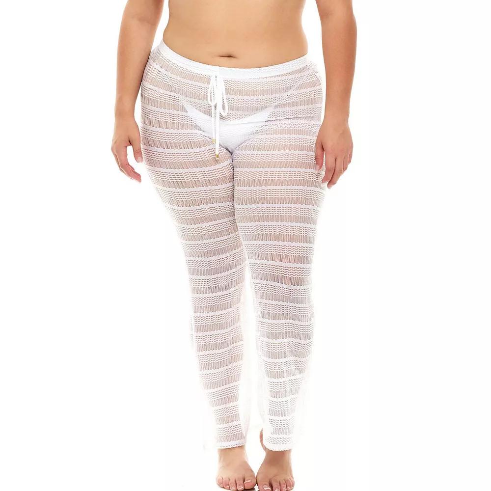 Plus Size Jordan Taylor Sheer Swim Cover-Up Herringbone Pants, Women's, Size: 1XL, White Product Image