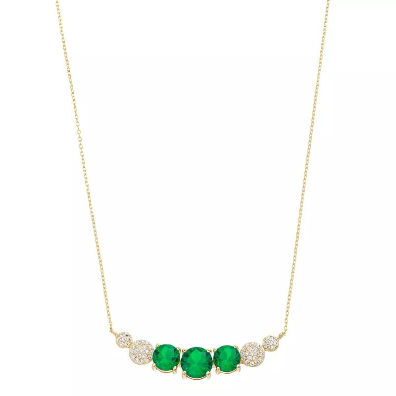 14k Gold Over Silver Red & White Cubic Zirconia 7-Stone Necklace, Womens Gold Tone Product Image