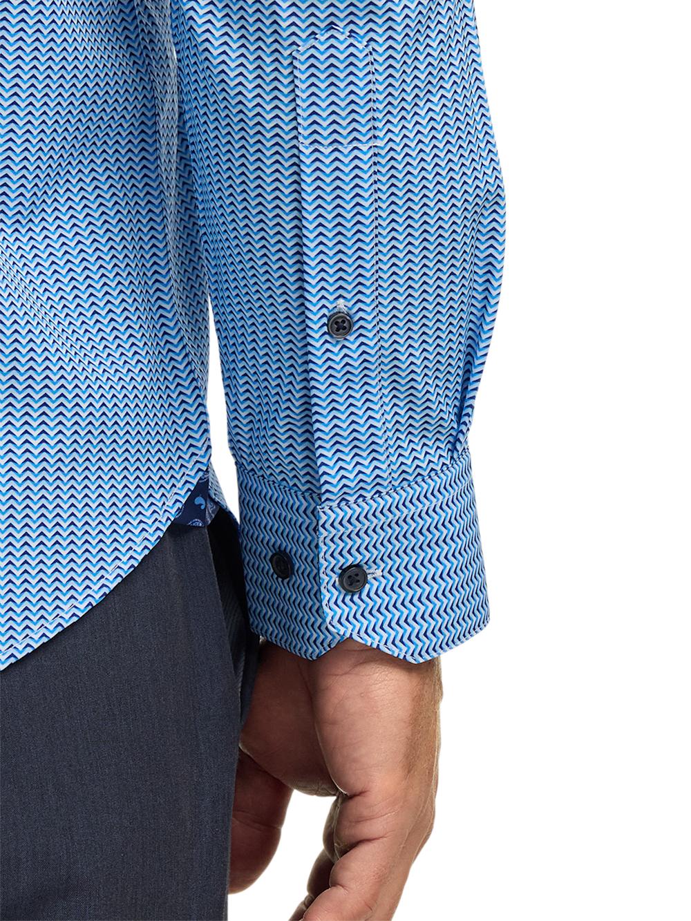 Performance Stretch Chevron Stripe Casual Shirt - Blue Product Image