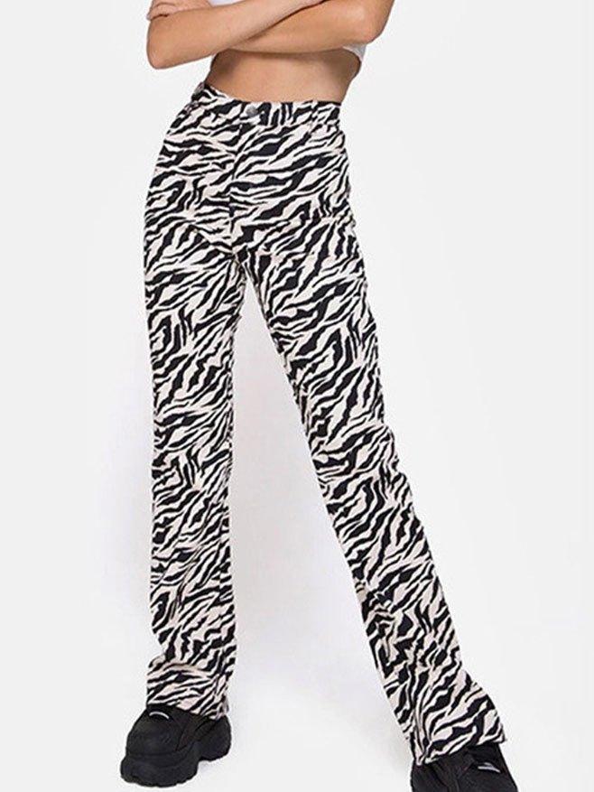 Zebra Print Mopping Straight Pants Product Image