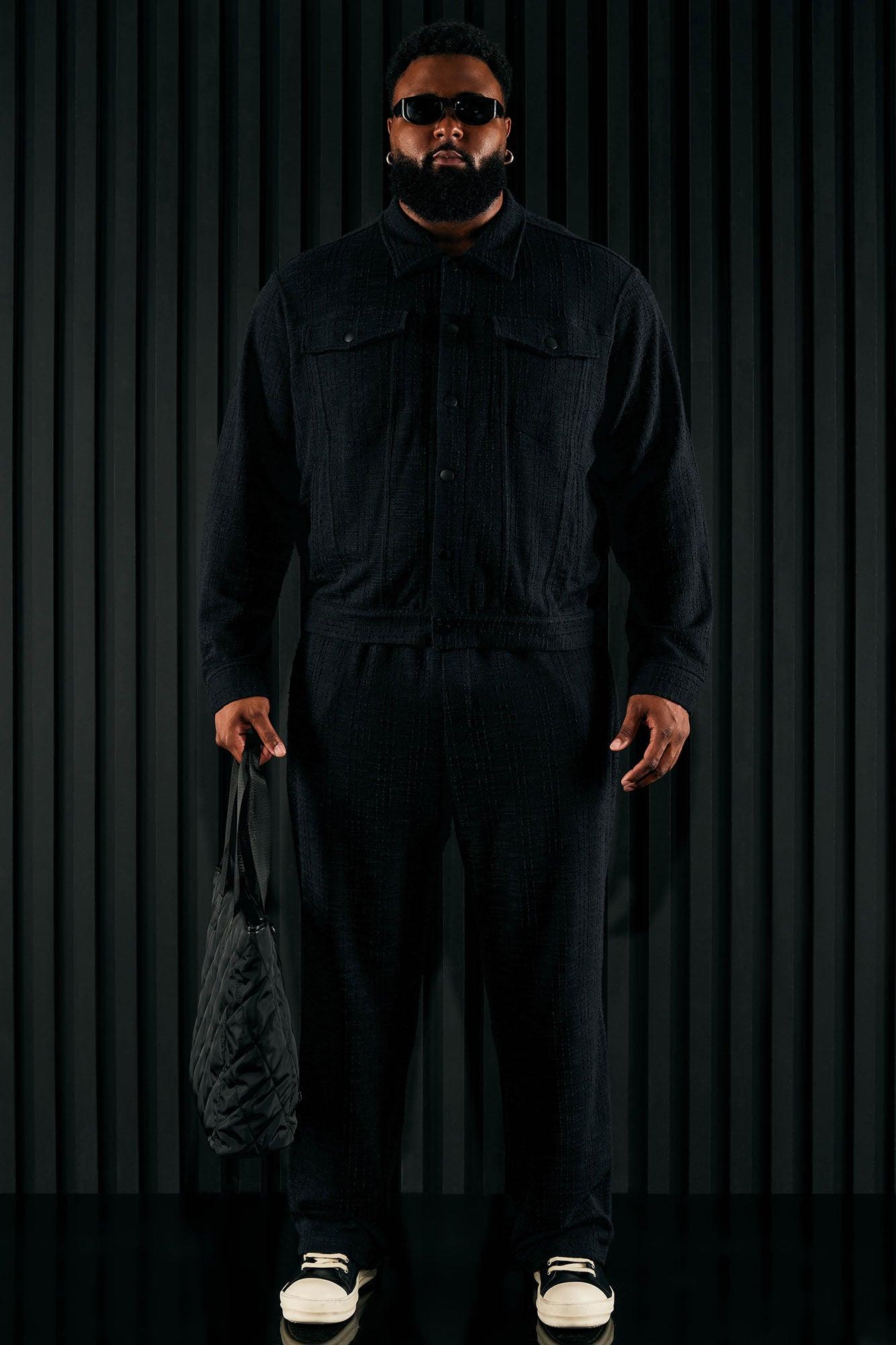 Jordan Textured Trucker Jacket - Black Product Image