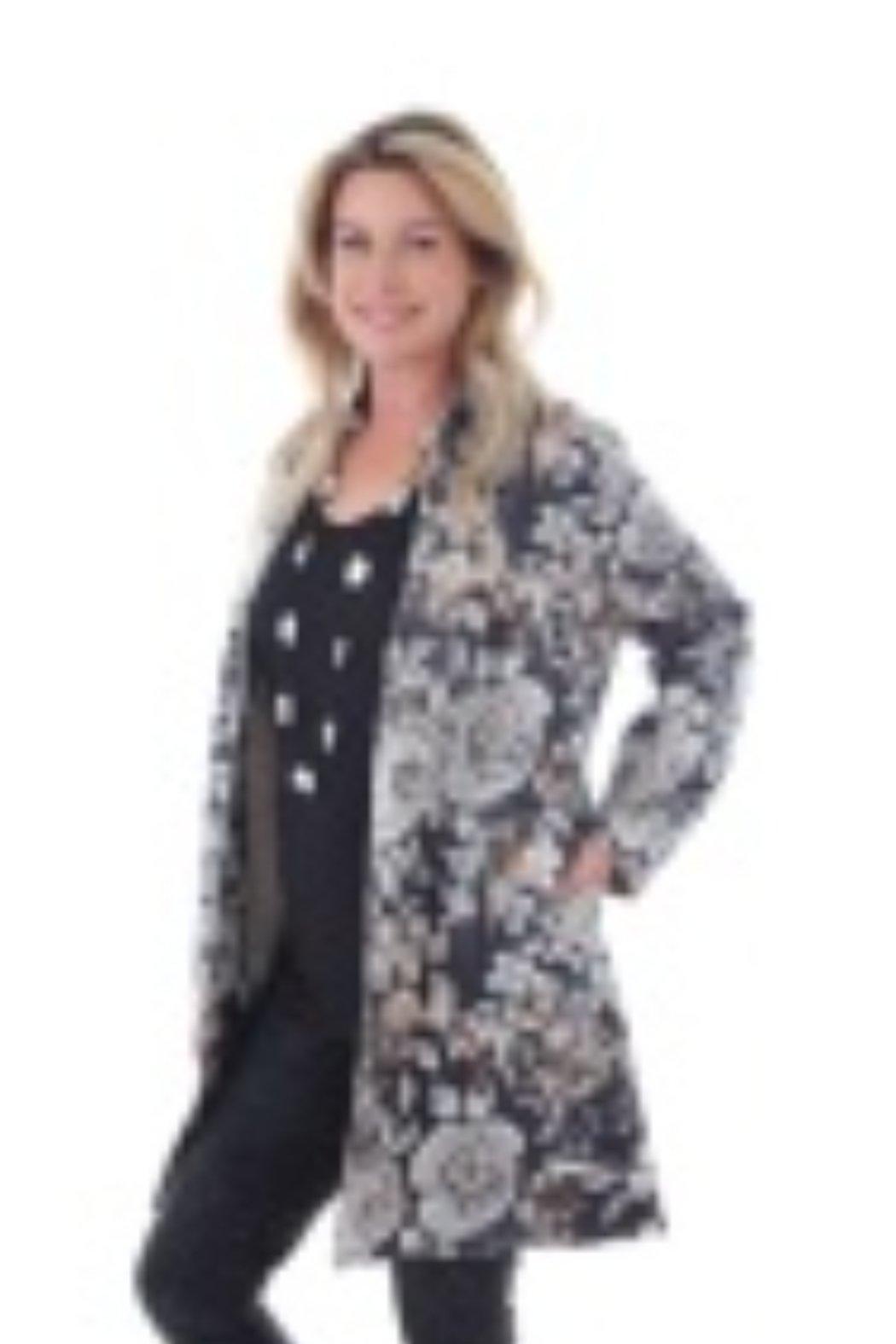 Floral Print Open Front Coat Product Image