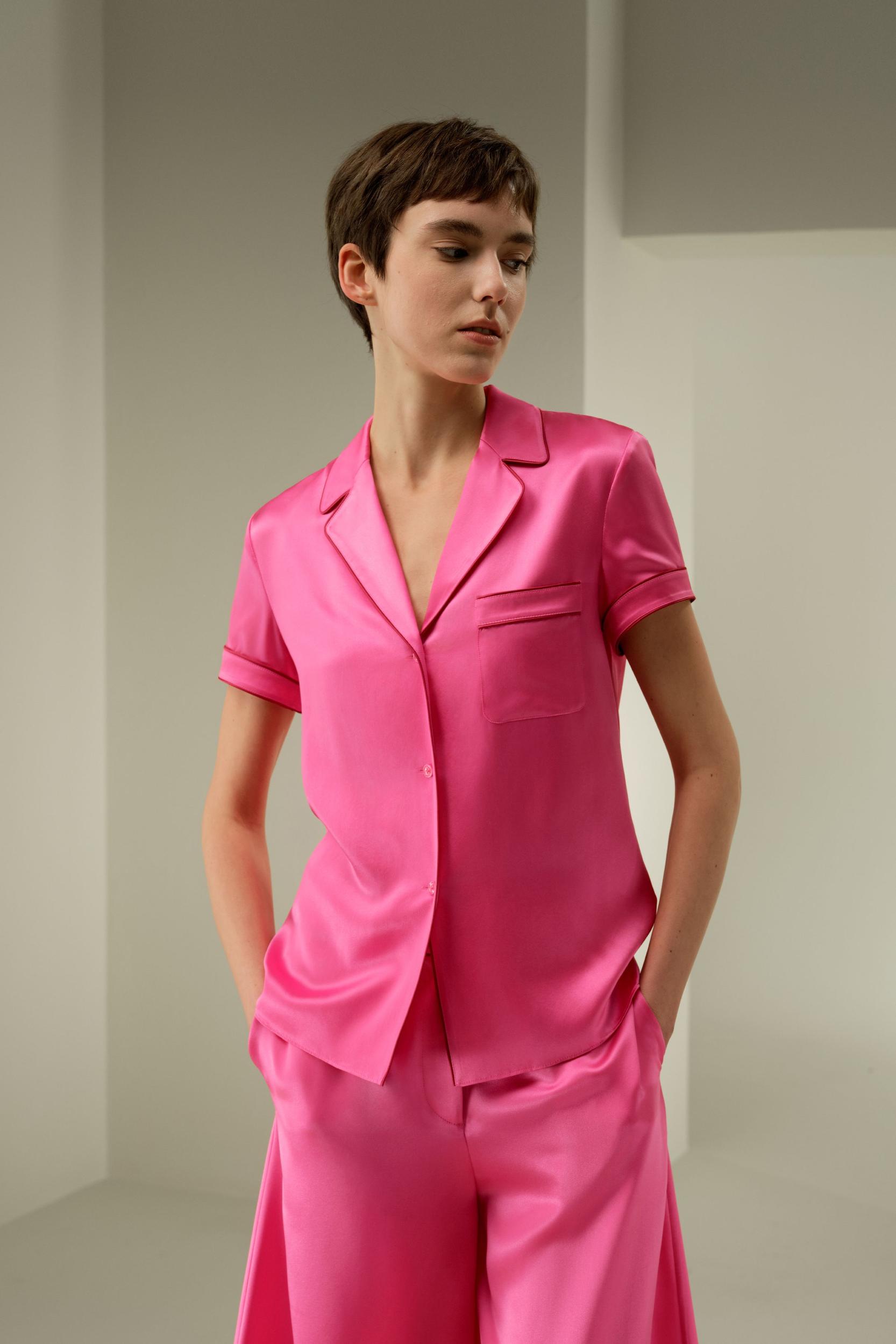 LSxES Contrast-Trimmed Silk Shirt Product Image