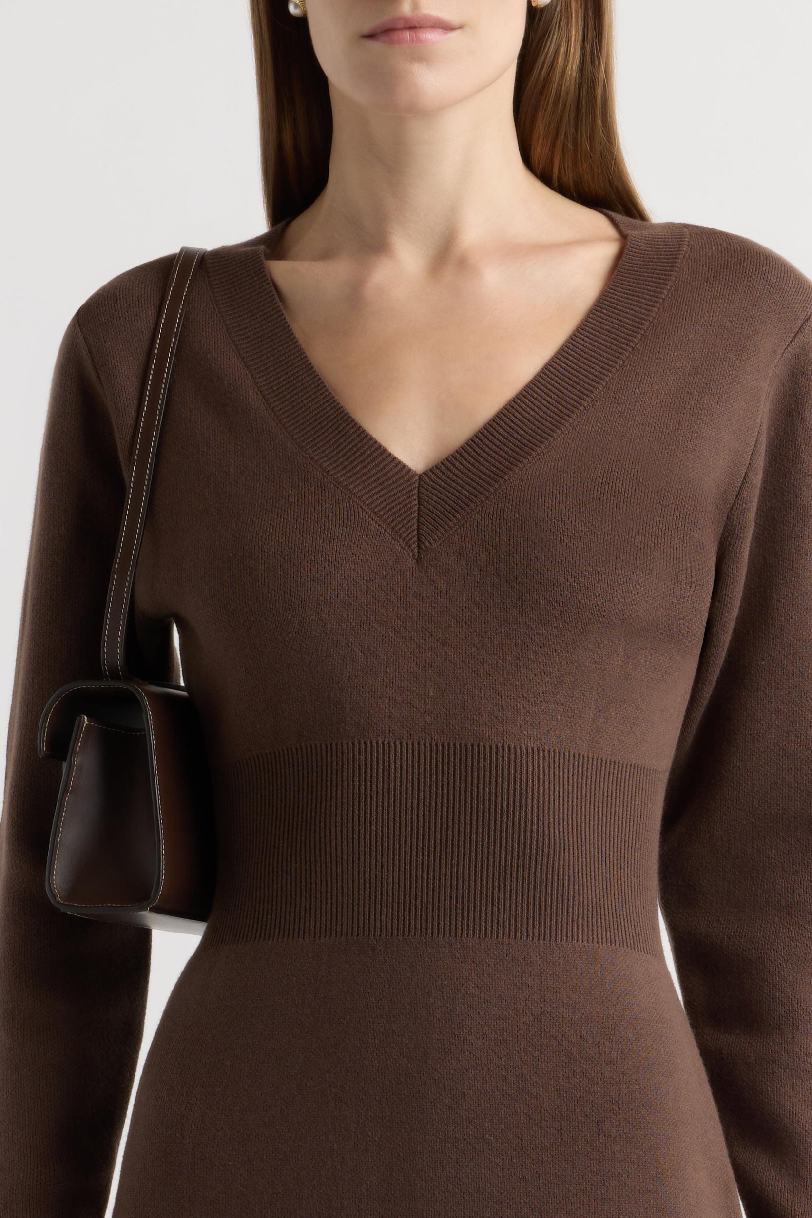 Bora Off-Shoulder V-Neck Sweater Dress Product Image