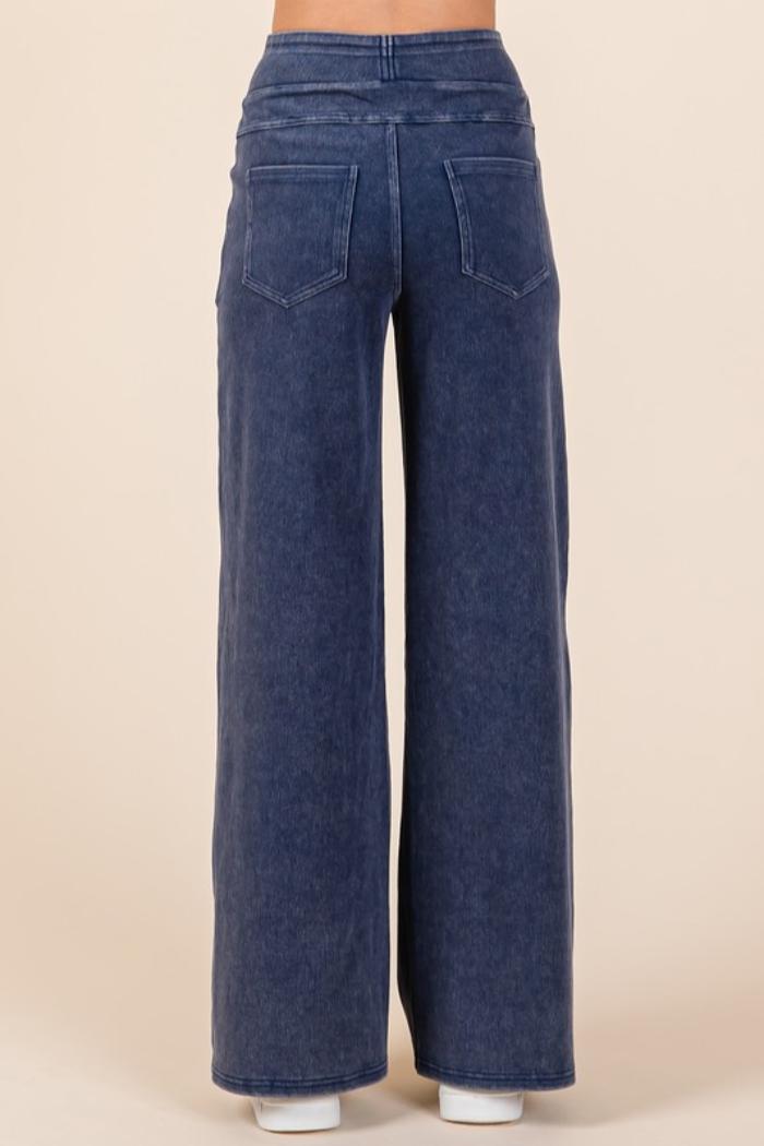 Washed Denim Sweat Pants Product Image