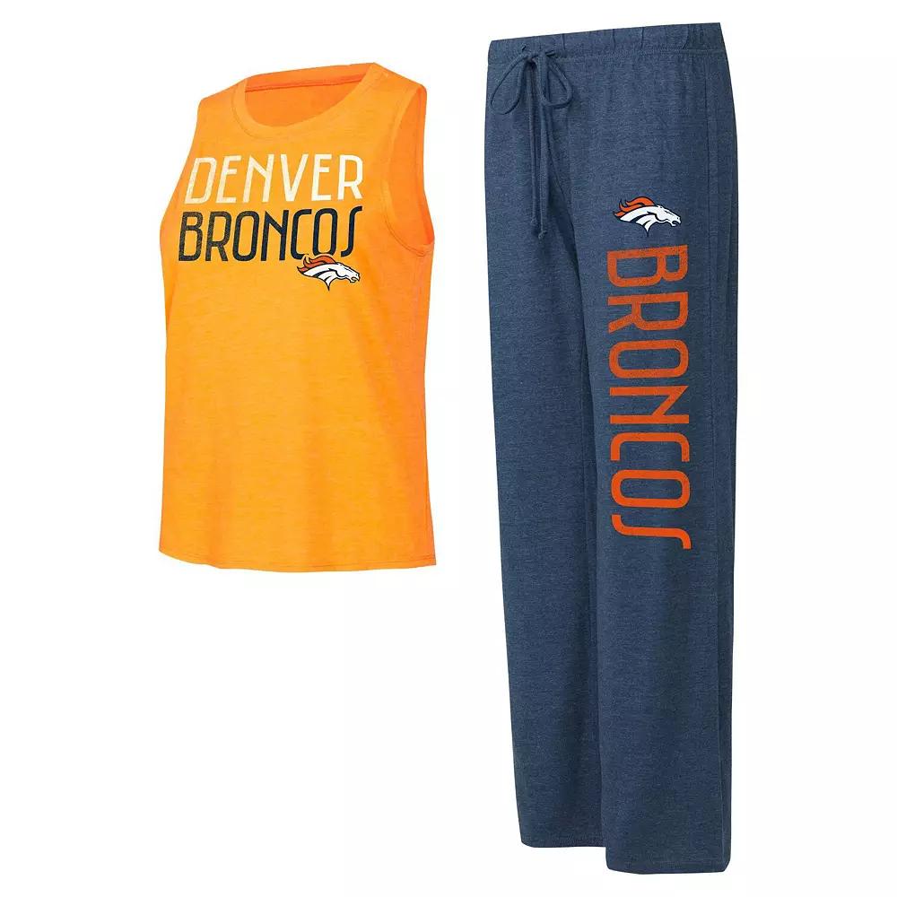 Women's Concepts Sport Navy/Orange Denver Broncos Muscle Tank Top & Pants Lounge Set, Size: Medium, Blue Product Image
