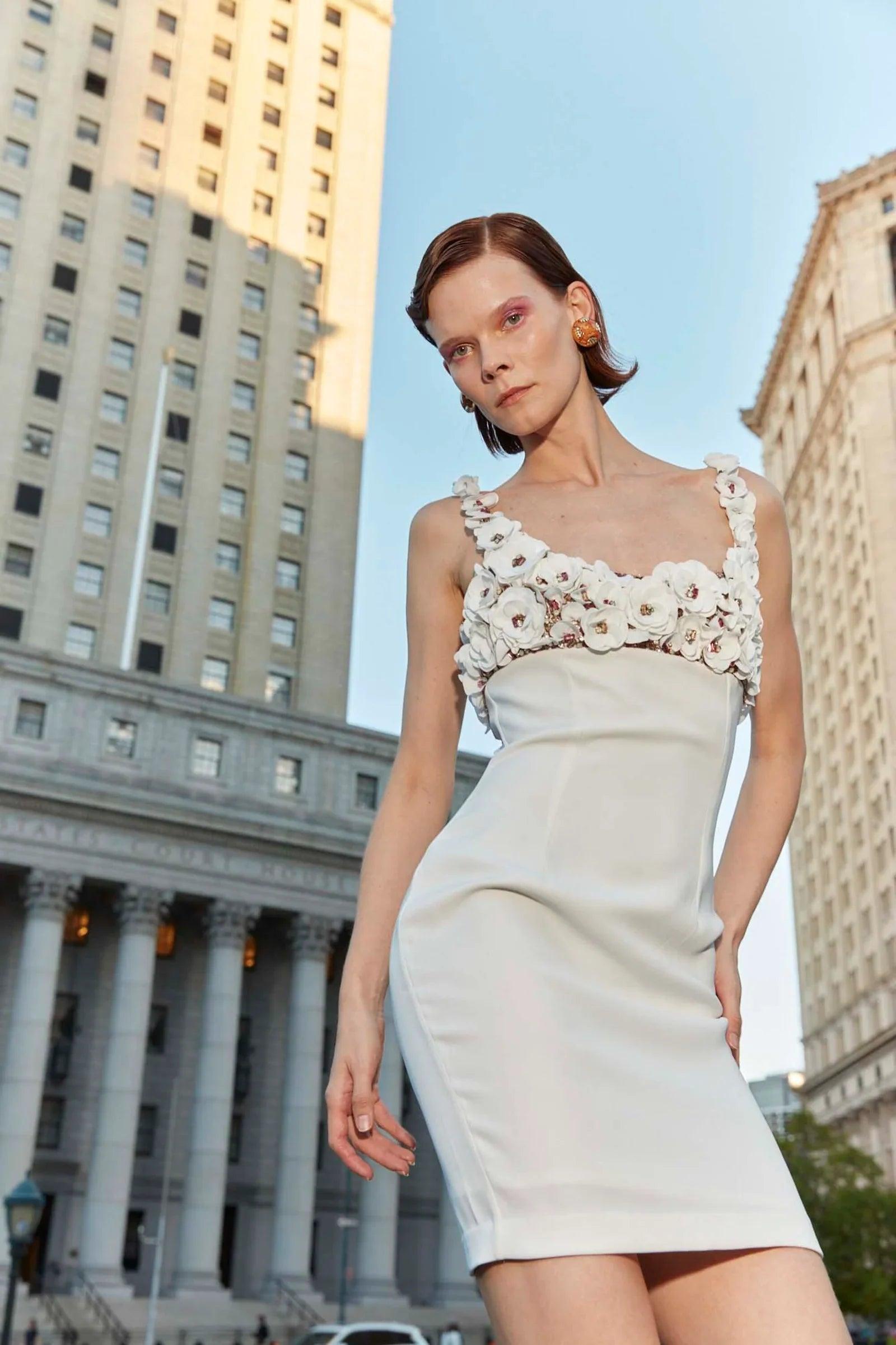 Floral White Mini Dress Product Image